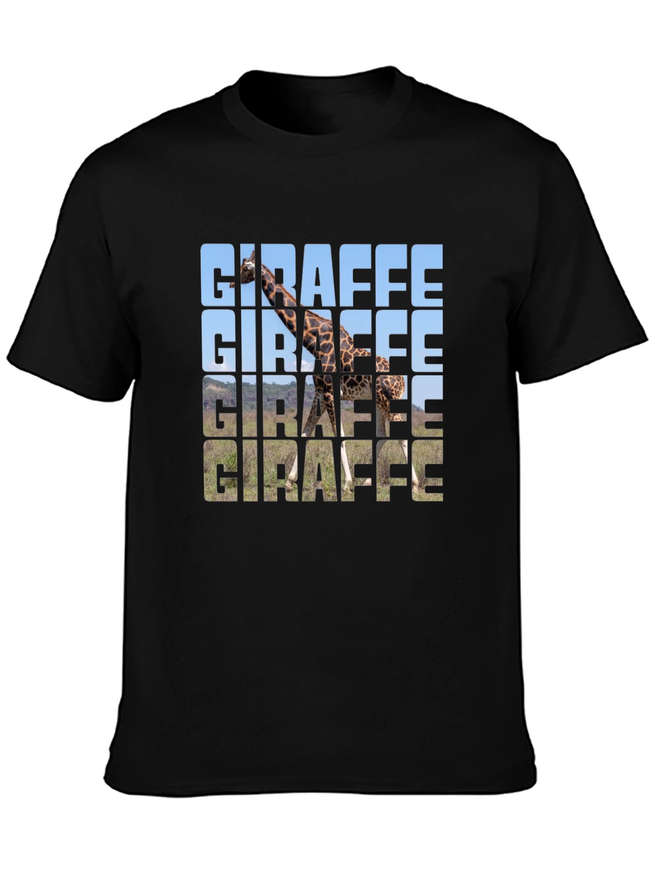 Giraffe Print Black T-Shirt - Animal Lover Tee