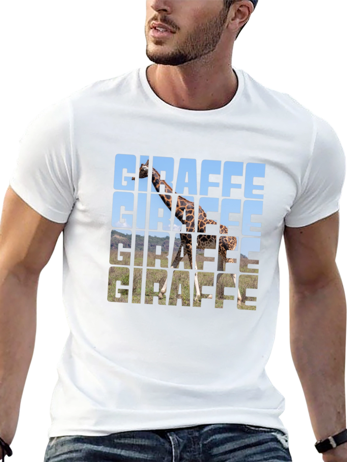 Giraffe Print Black T-Shirt - Animal Lover Tee