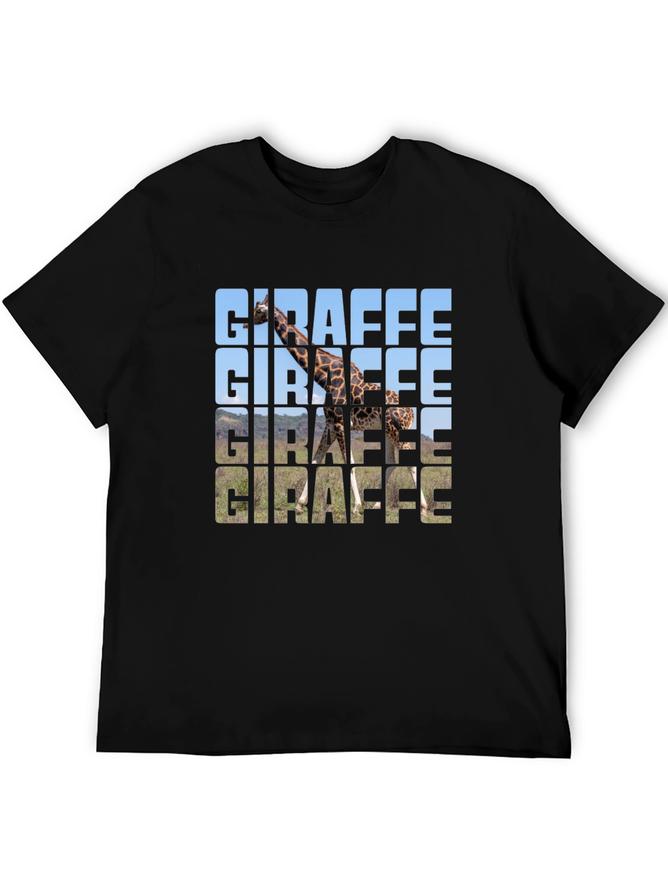 Giraffe Print Black T-Shirt - Animal Lover Tee