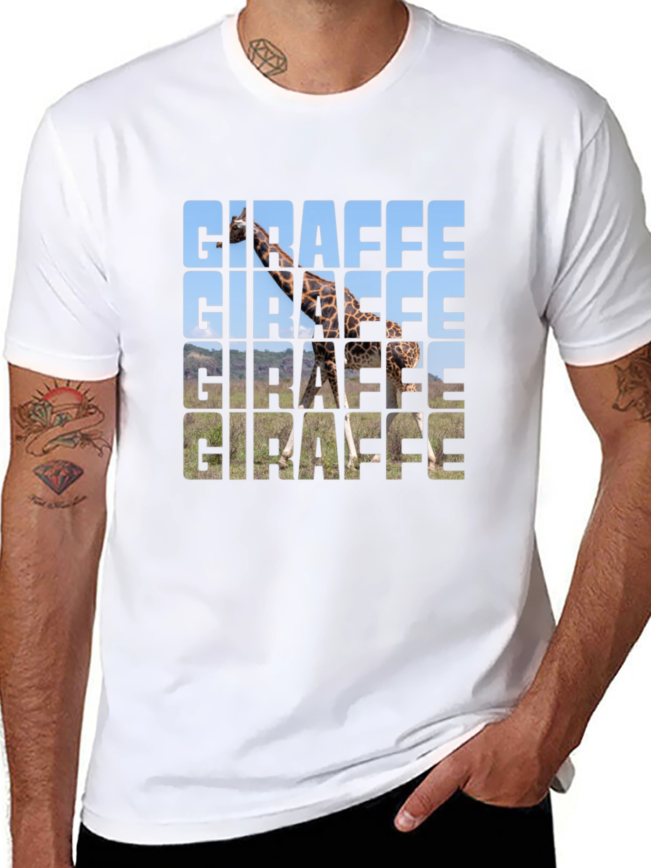 Giraffe Print Black T-Shirt - Animal Lover Tee