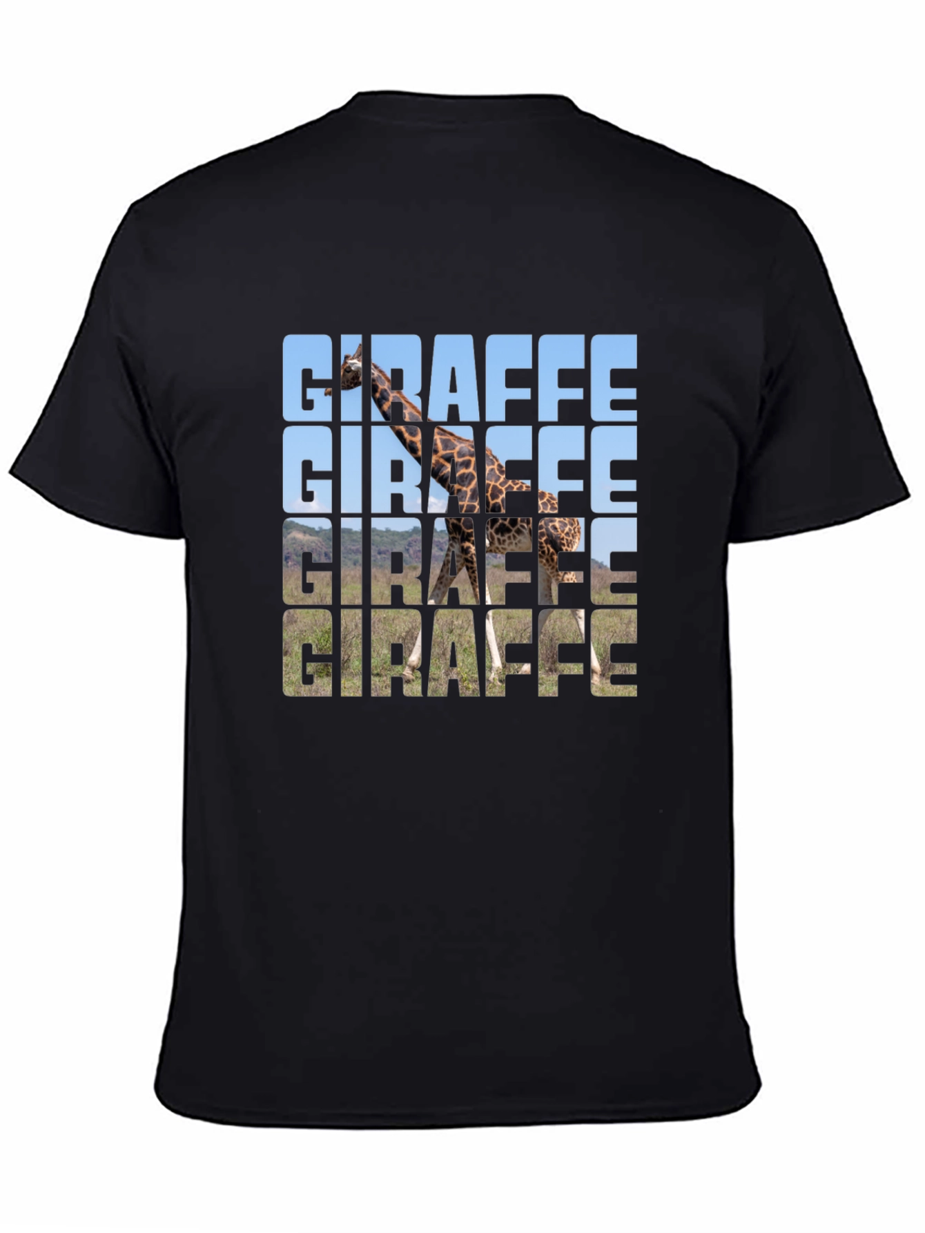 Giraffe Print Black T-Shirt - Animal Lover Tee