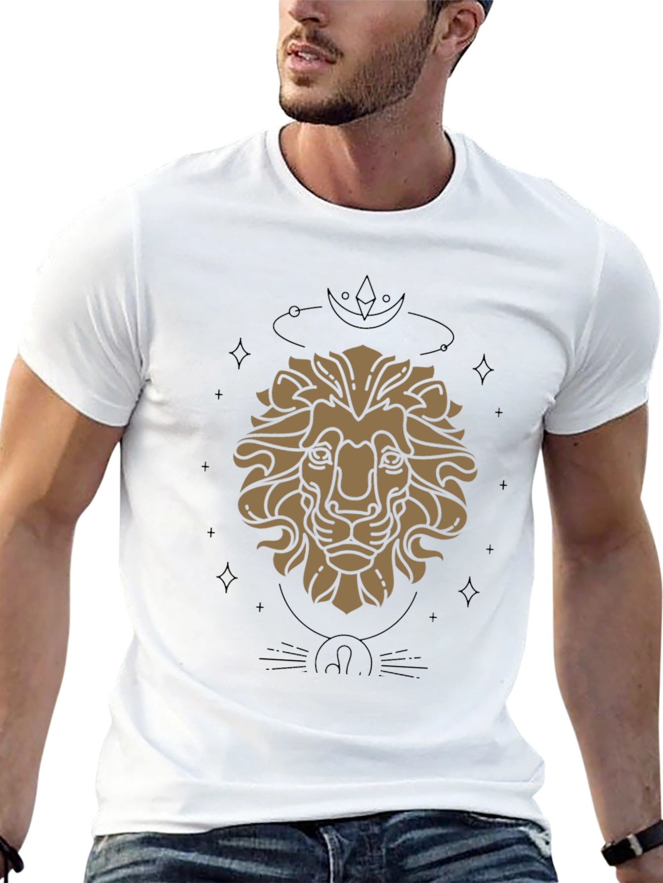 Zodiac Lion Graphic Tee - Stylish Black Cotton T-Shirt
