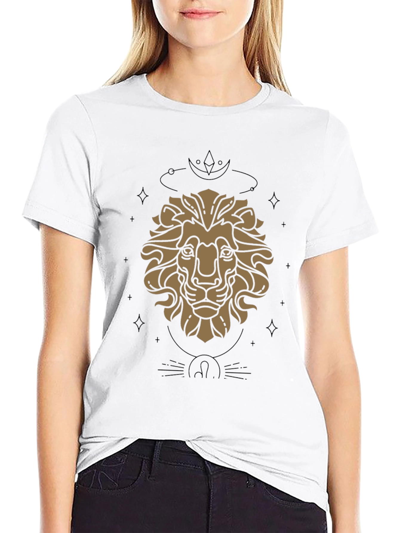 Zodiac Lion Graphic Tee - Stylish Black Cotton T-Shirt