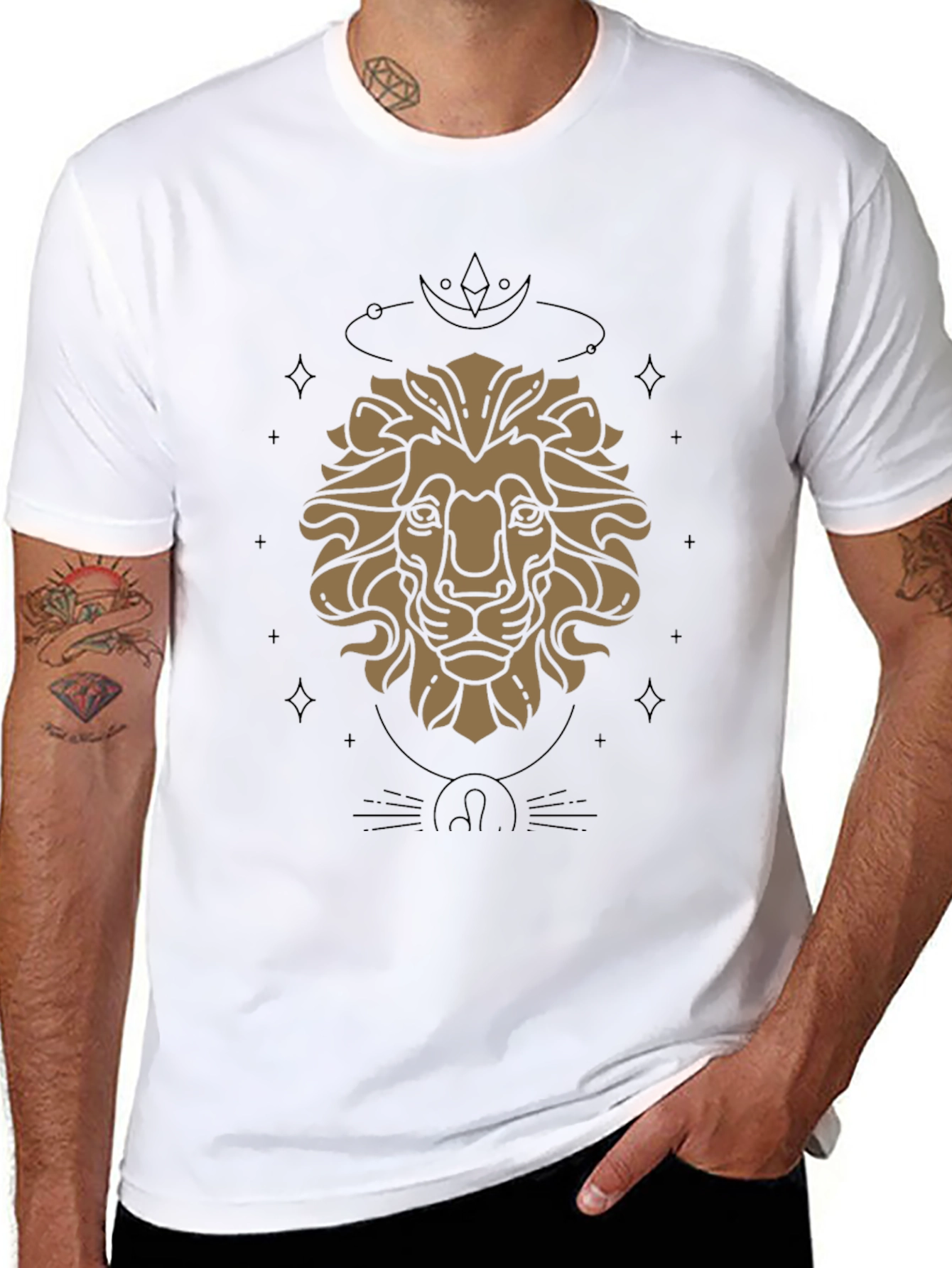 Zodiac Lion Graphic Tee - Stylish Black Cotton T-Shirt