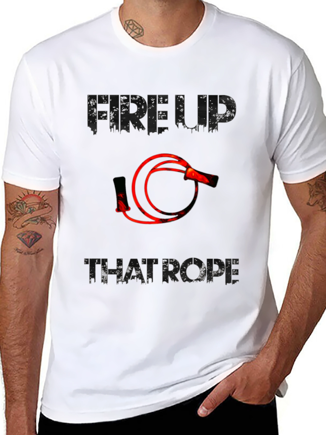 Fire Up That Rope Graphic Tee - Black