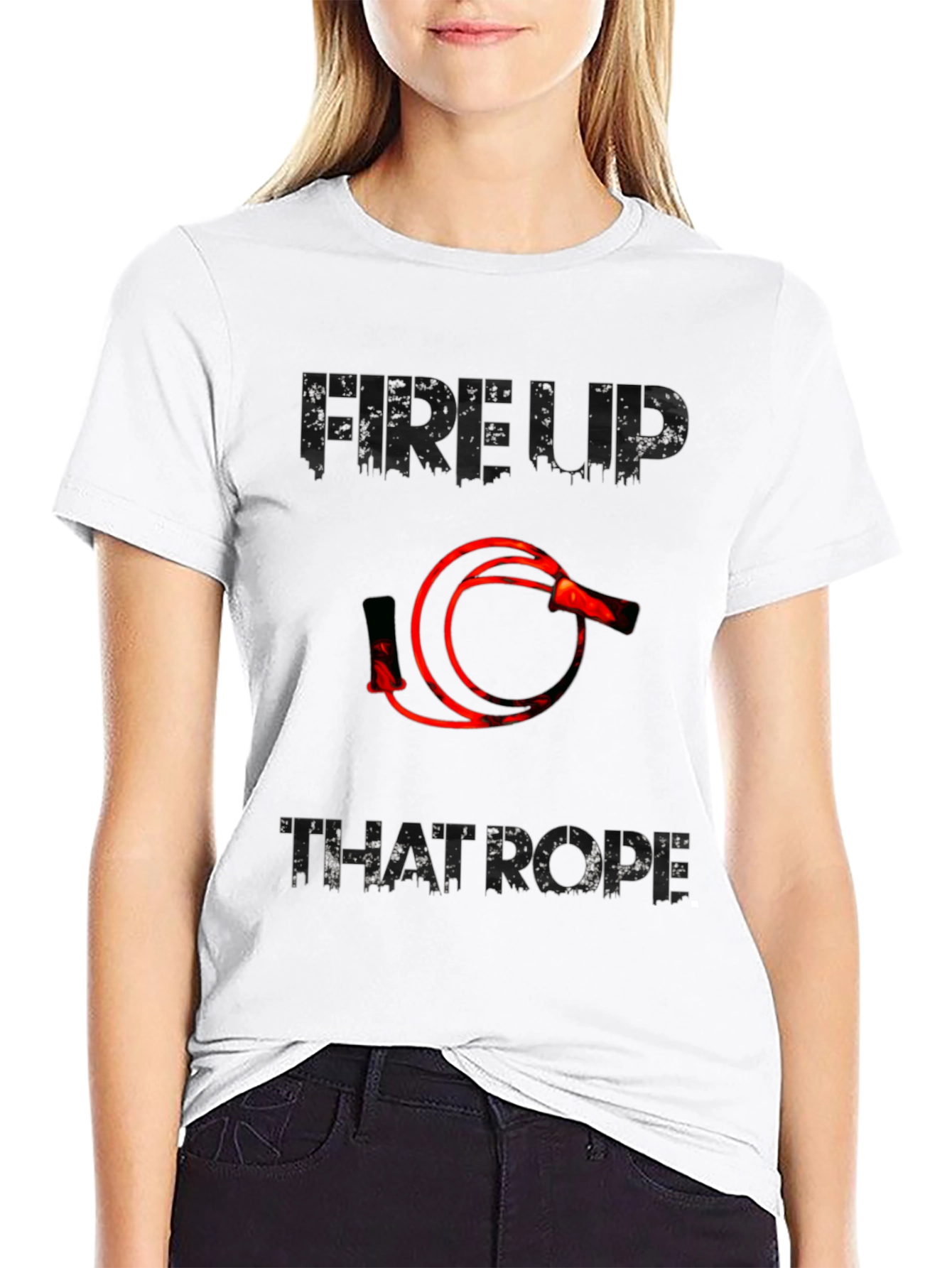Fire Up That Rope Graphic Tee - Black