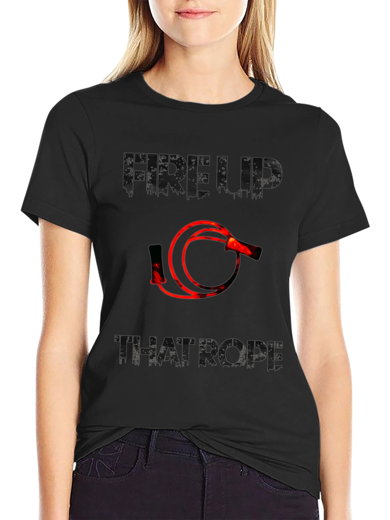 Fire Up That Rope Graphic Tee - Black