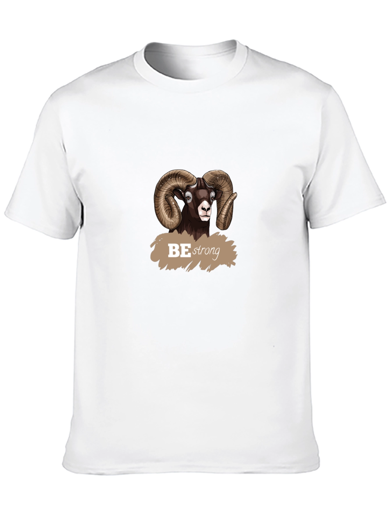 Be Strong Ram Graphic Tee - Black Cotton T-Shirt
