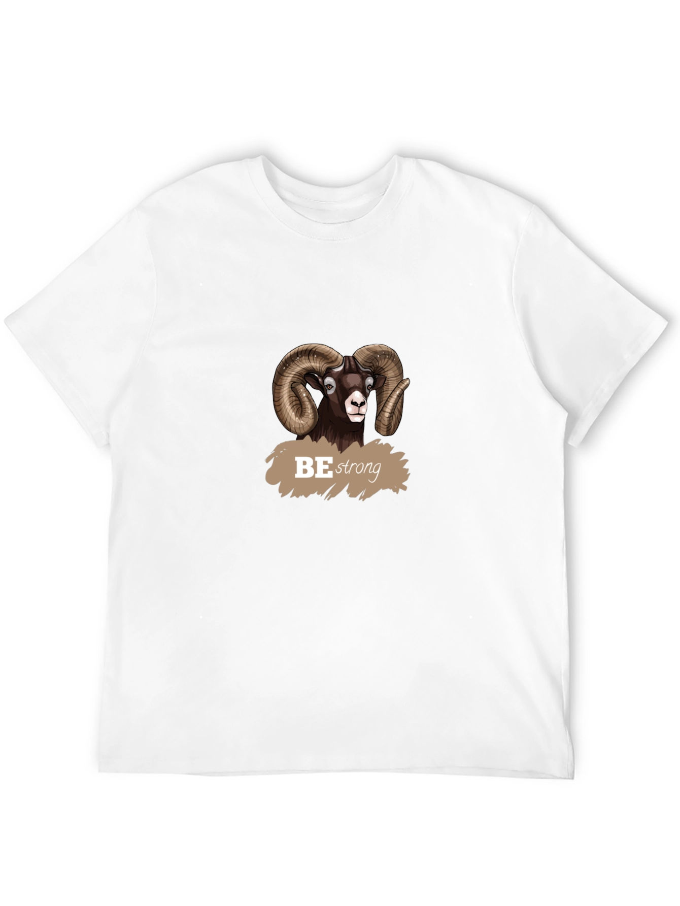 Be Strong Ram Graphic Tee - Black Cotton T-Shirt