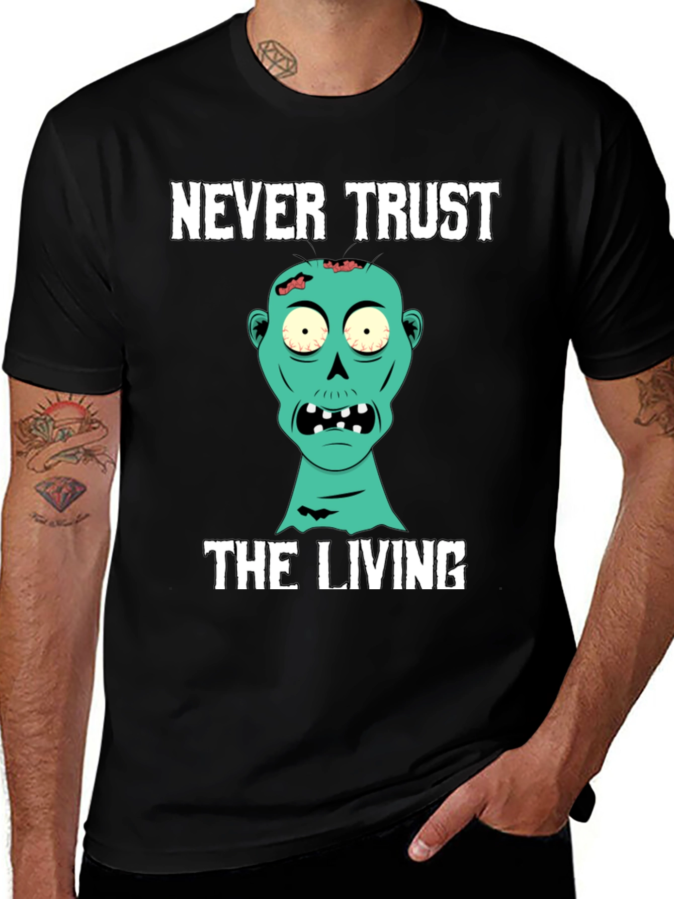 Never Trust the Living Zombie Graphic T-Shirt