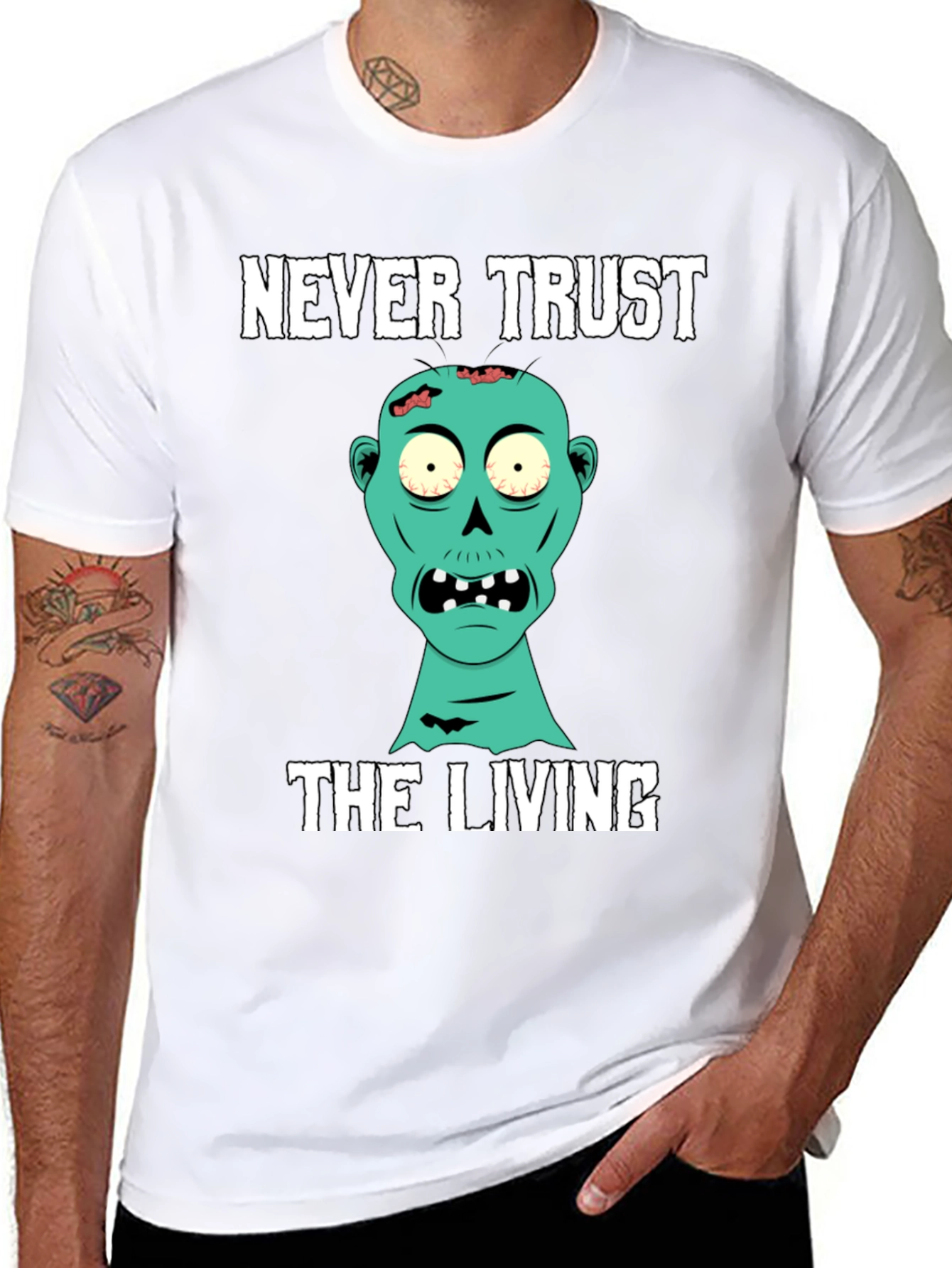 Never Trust the Living Zombie Graphic T-Shirt