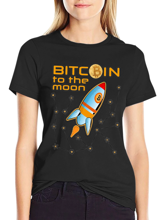 Bitcoin to the Moon Graphic Tee - Crypto Rocket T-Shirt