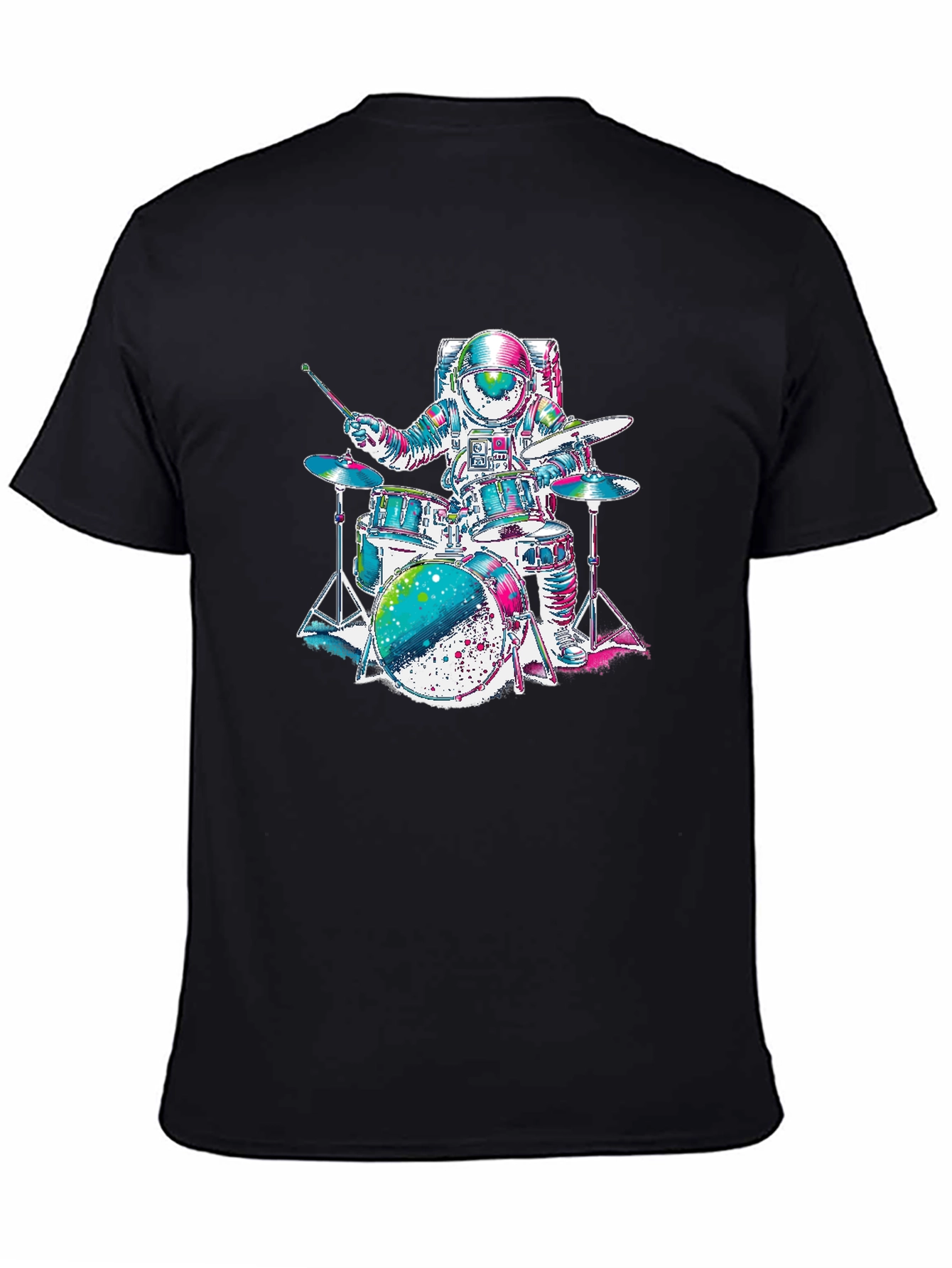 Astronaut Drummer Graphic T-Shirt - Space Rocker Tee