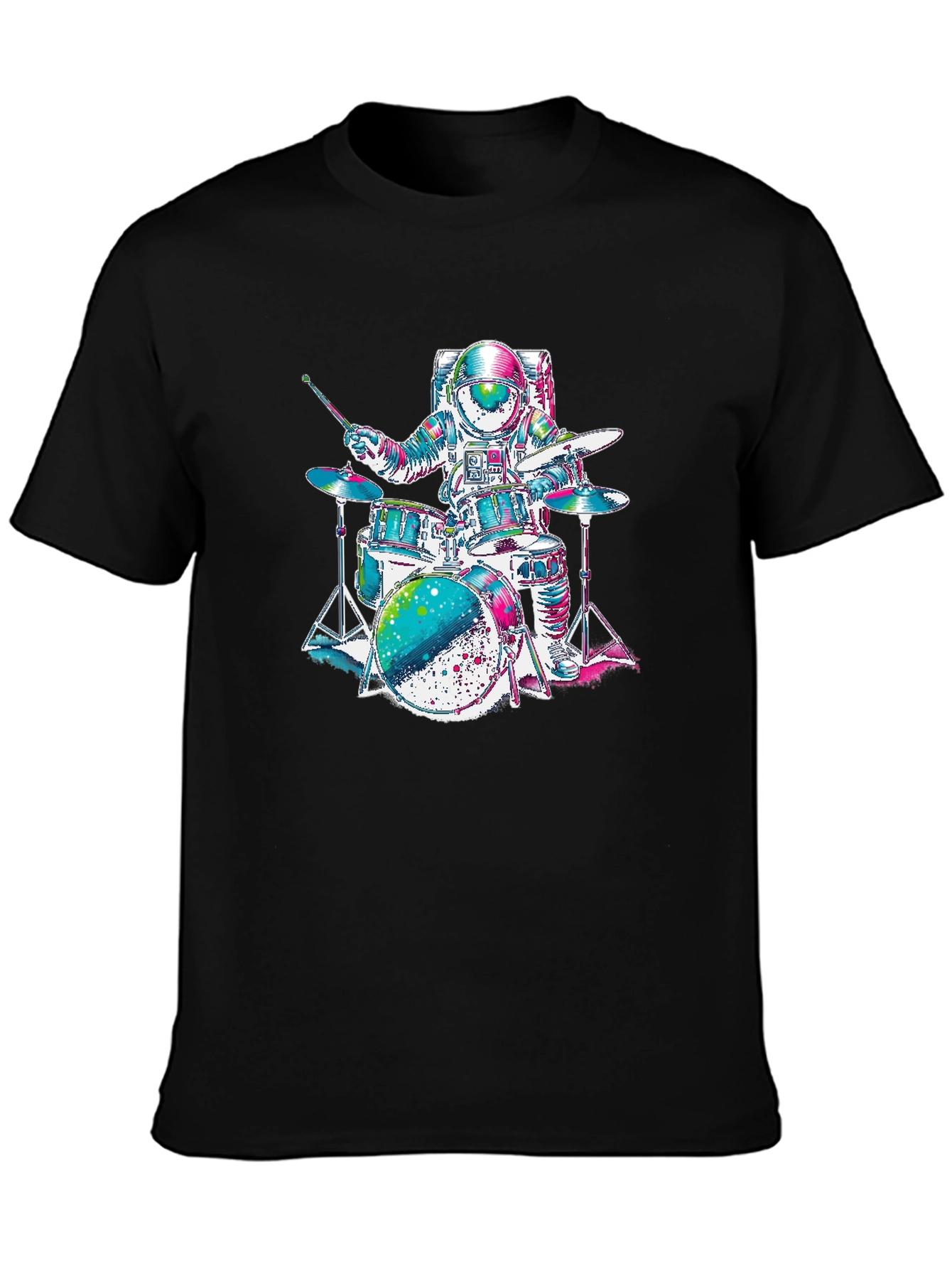 Astronaut Drummer Graphic T-Shirt - Space Rocker Tee