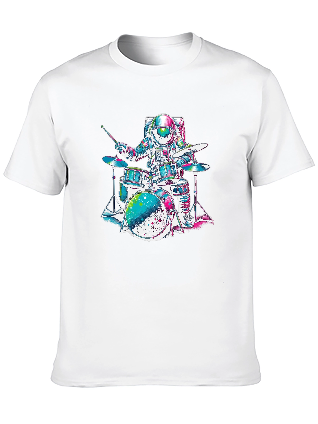 Astronaut Drummer Graphic T-Shirt - Space Rocker Tee