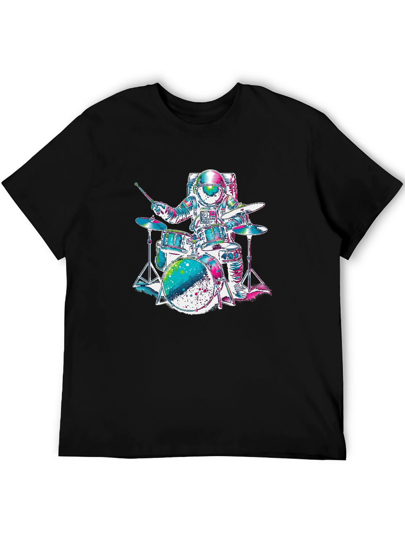 Astronaut Drummer Graphic T-Shirt - Space Rocker Tee
