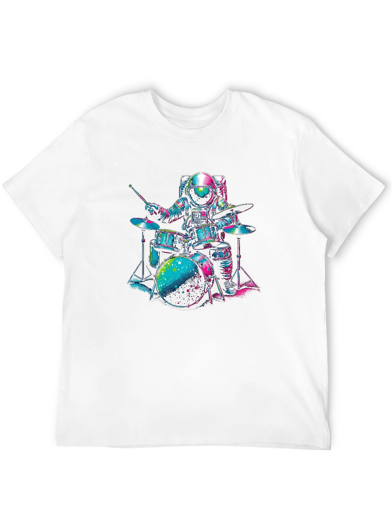 Astronaut Drummer Graphic T-Shirt - Space Rocker Tee