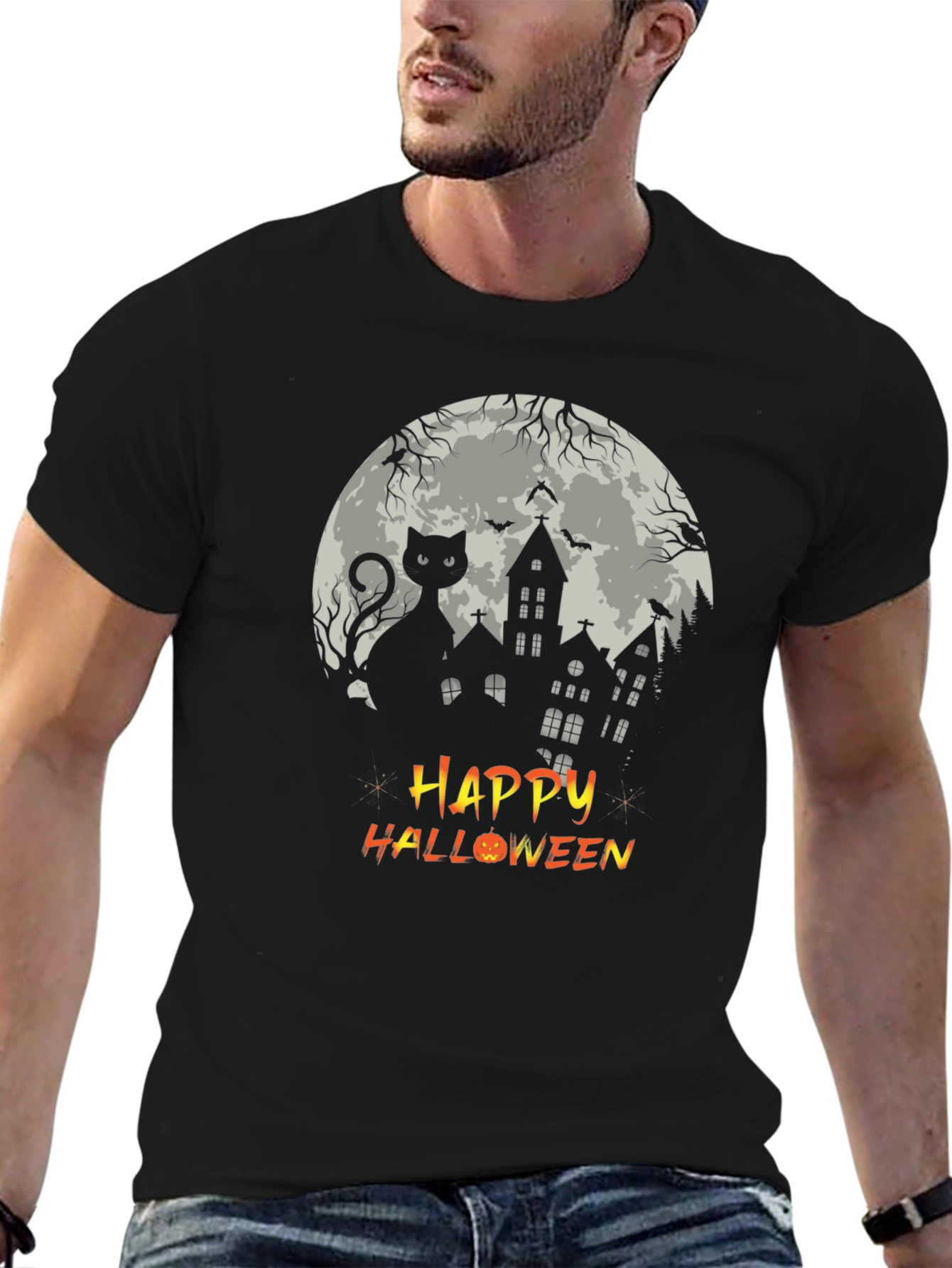 Halloween Black Cat T-Shirt - Spooky Season Tee
