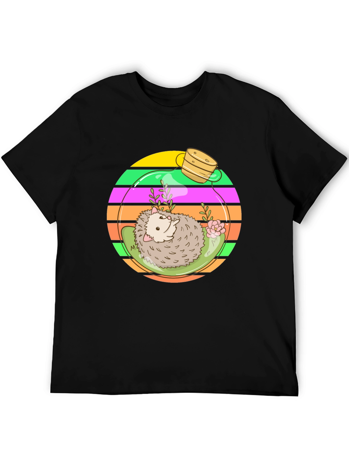Hedgehog Terrarium Graphic Tee - Novelty T-Shirt