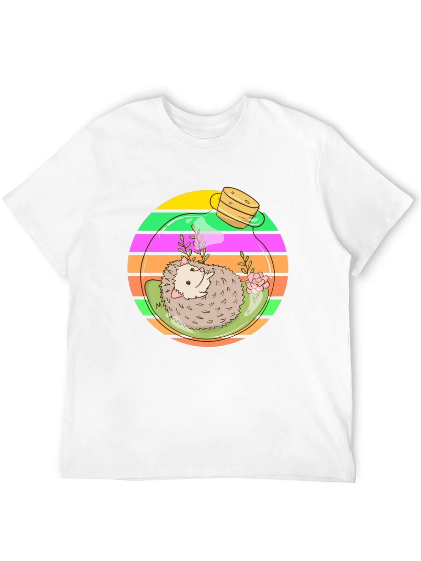 Hedgehog Terrarium Graphic Tee - Novelty T-Shirt