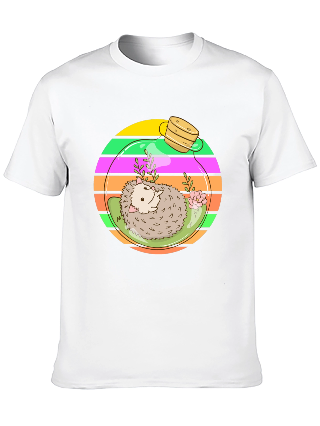 Hedgehog Terrarium Graphic Tee - Novelty T-Shirt