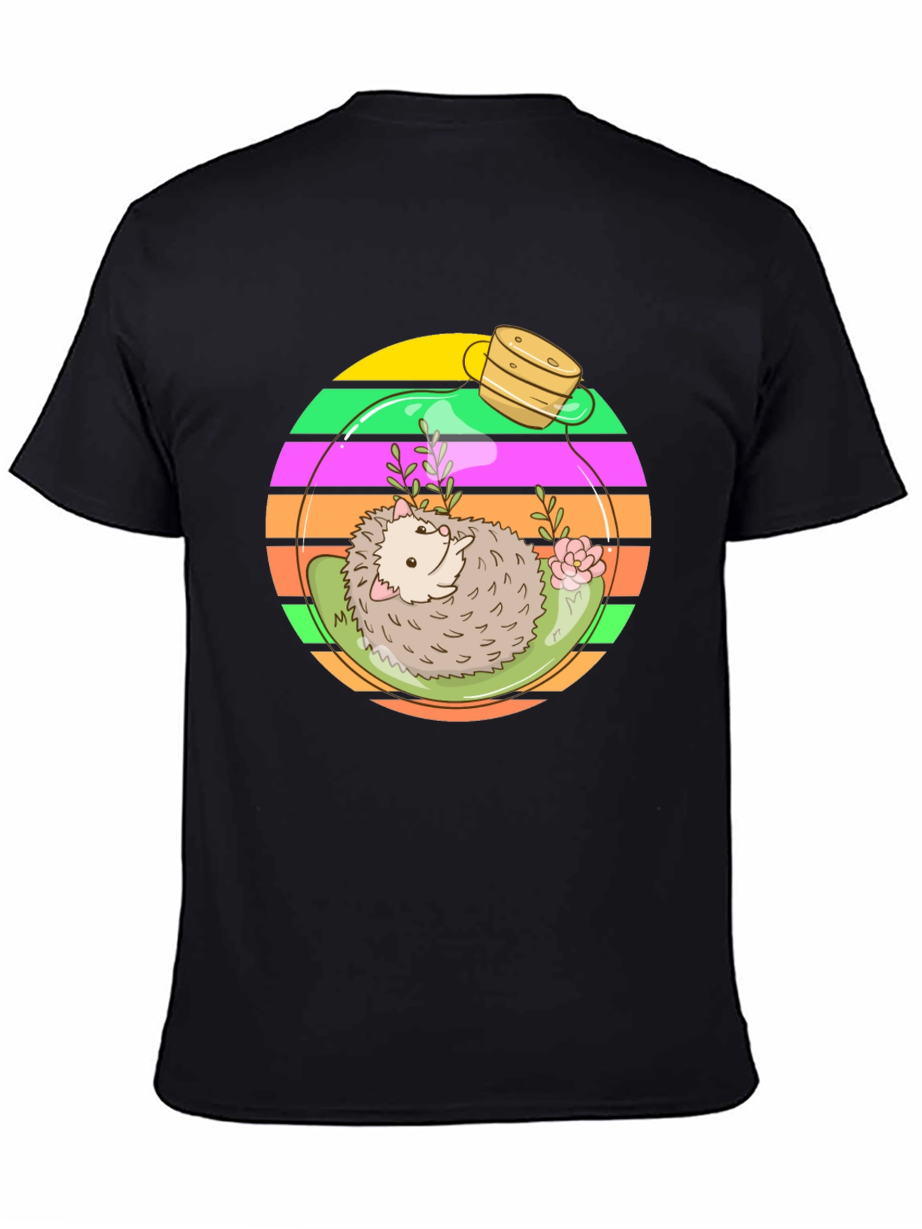 Hedgehog Terrarium Graphic Tee - Novelty T-Shirt