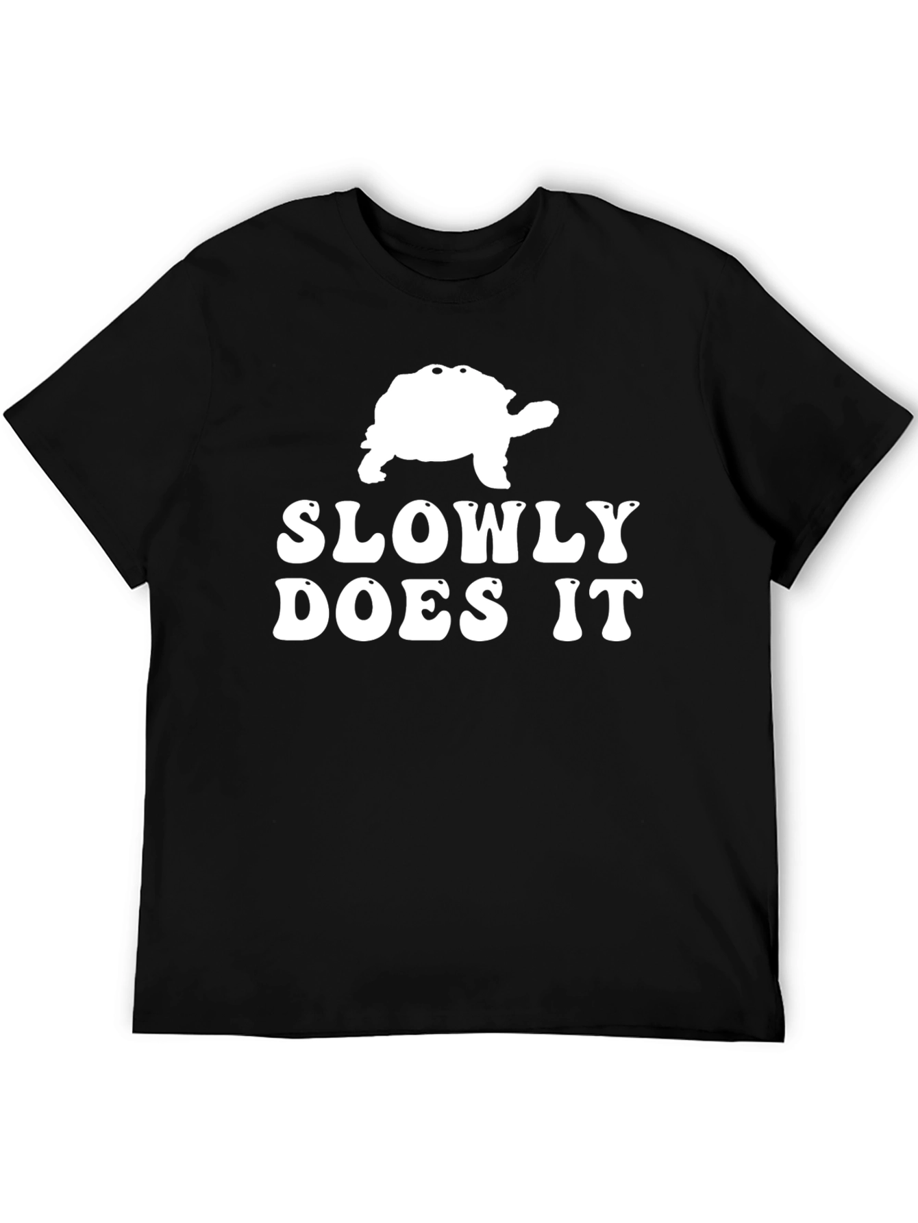 Slowly Does It Turtle Graphic Tee - Black Cotton