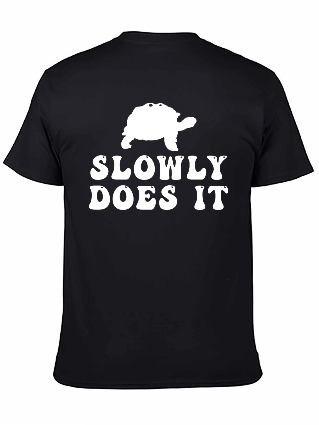 Slowly Does It Turtle Graphic Tee - Black Cotton