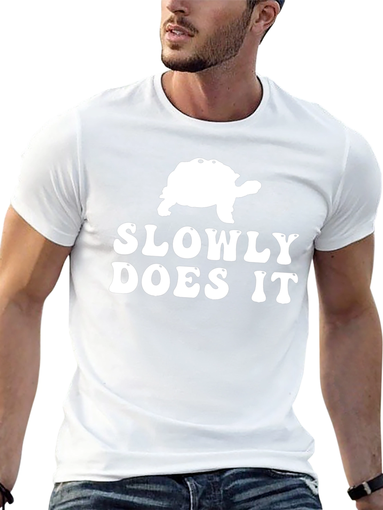 Slowly Does It Turtle Graphic Tee - Black Cotton