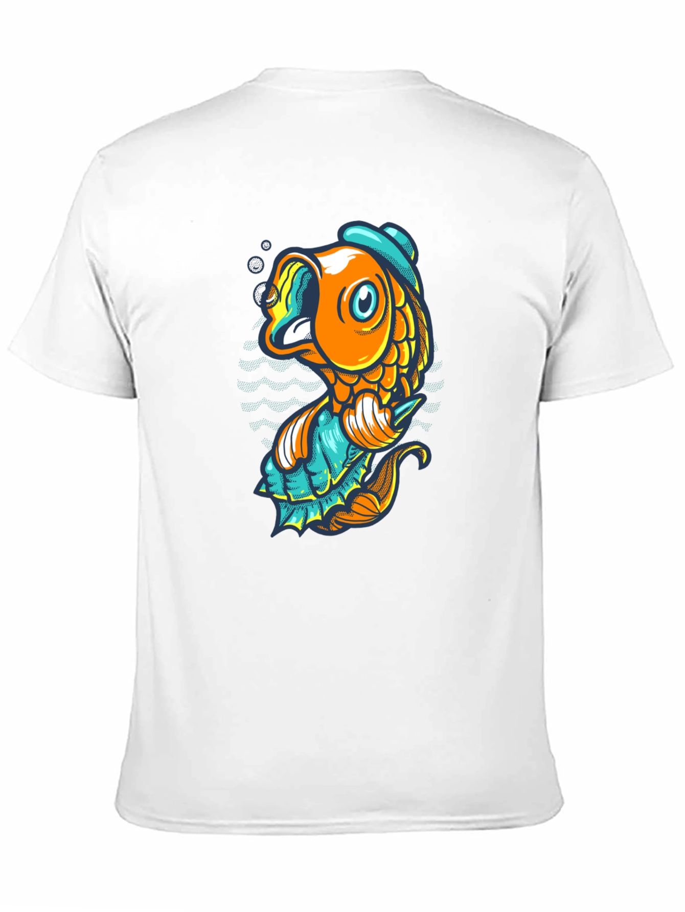 Black T-Shirt with Cartoon Fish Graphic