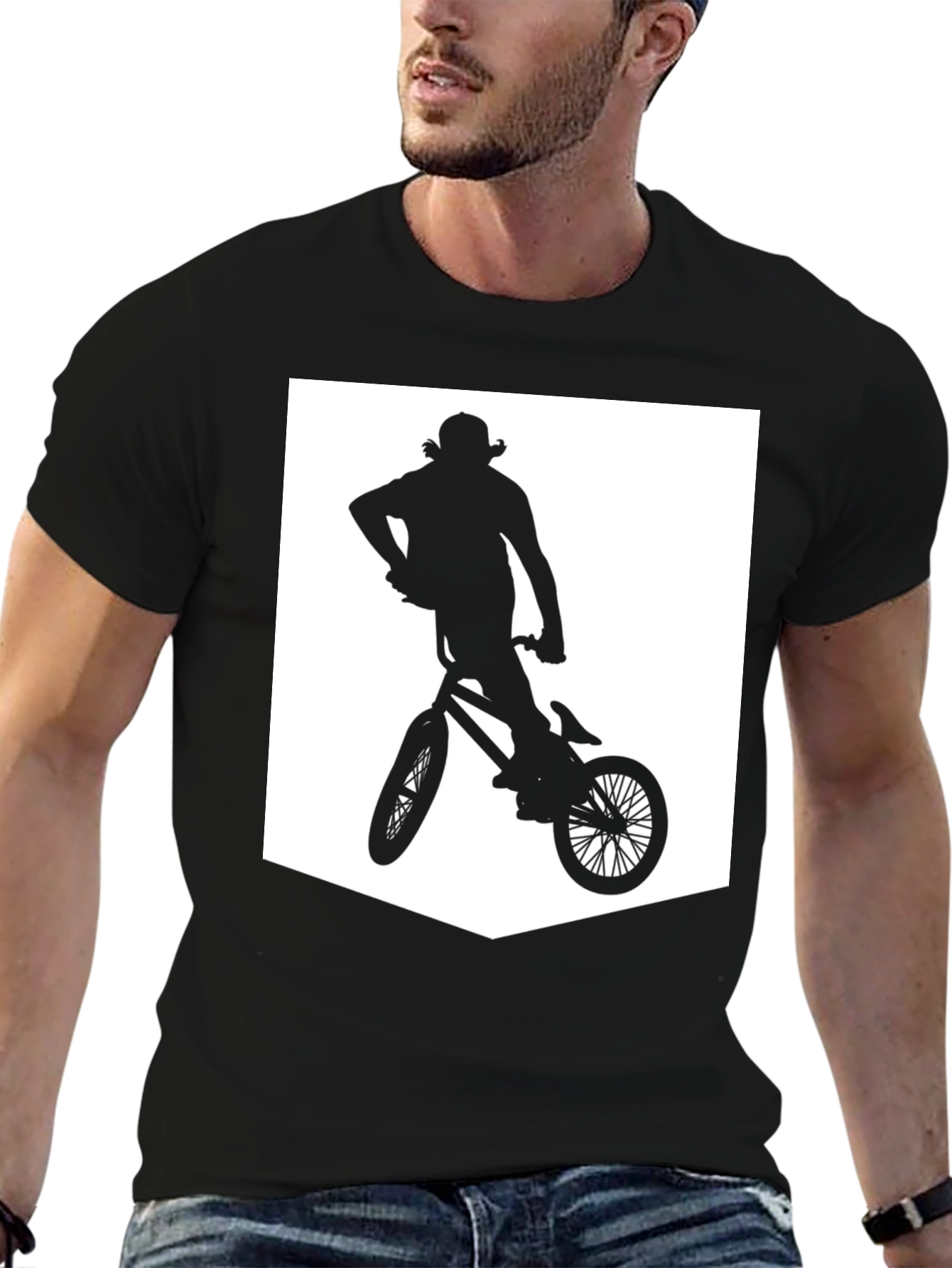 BMX Rider Graphic Tee - Black Casual T-Shirt