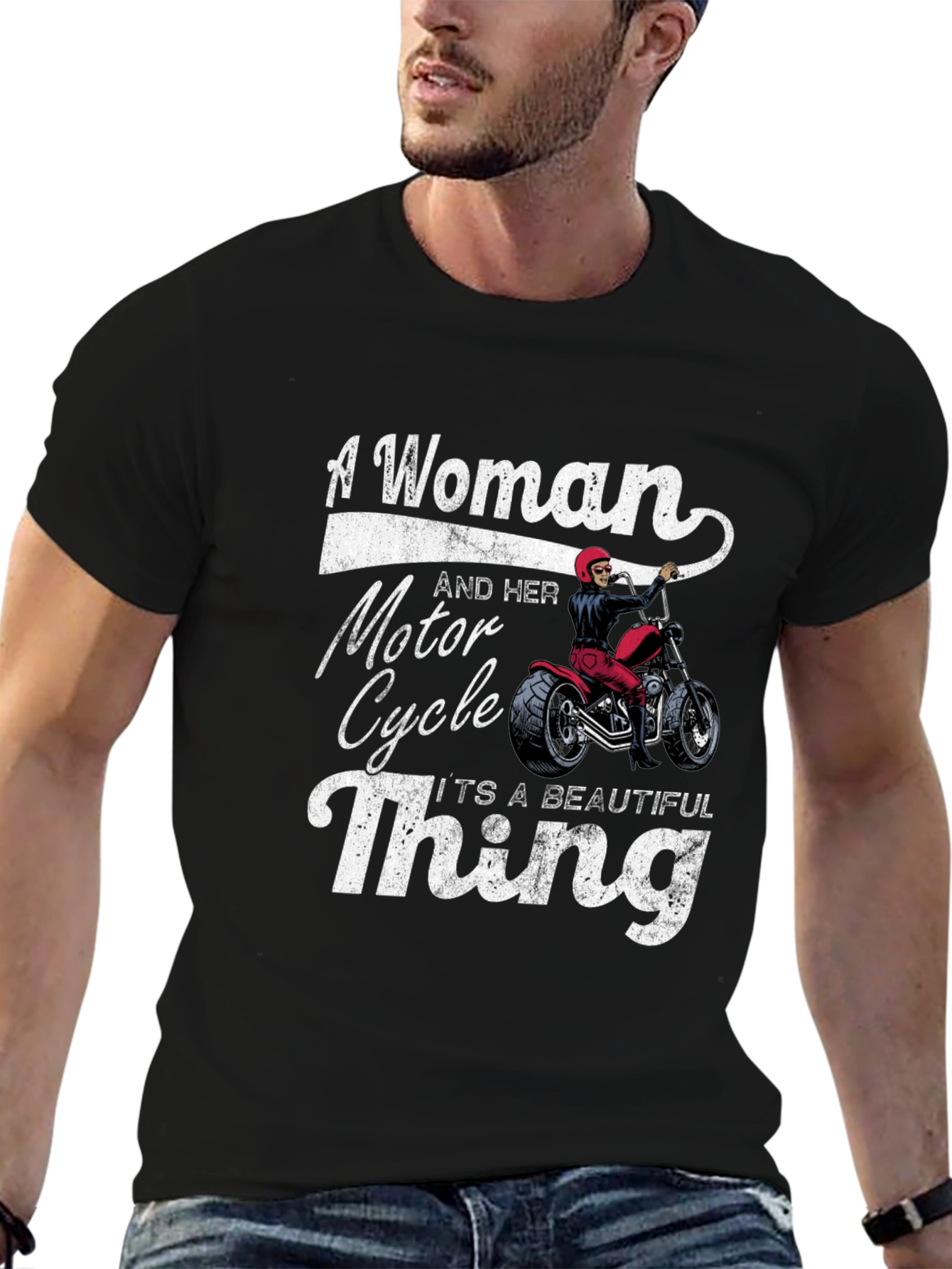 Woman & Motorcycle T-Shirt - Beautiful Thing!