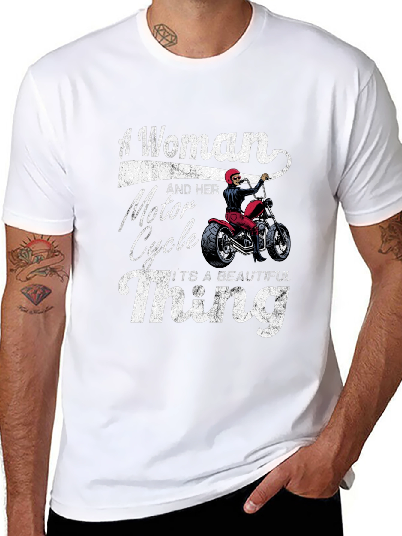 Woman & Motorcycle T-Shirt - Beautiful Thing!