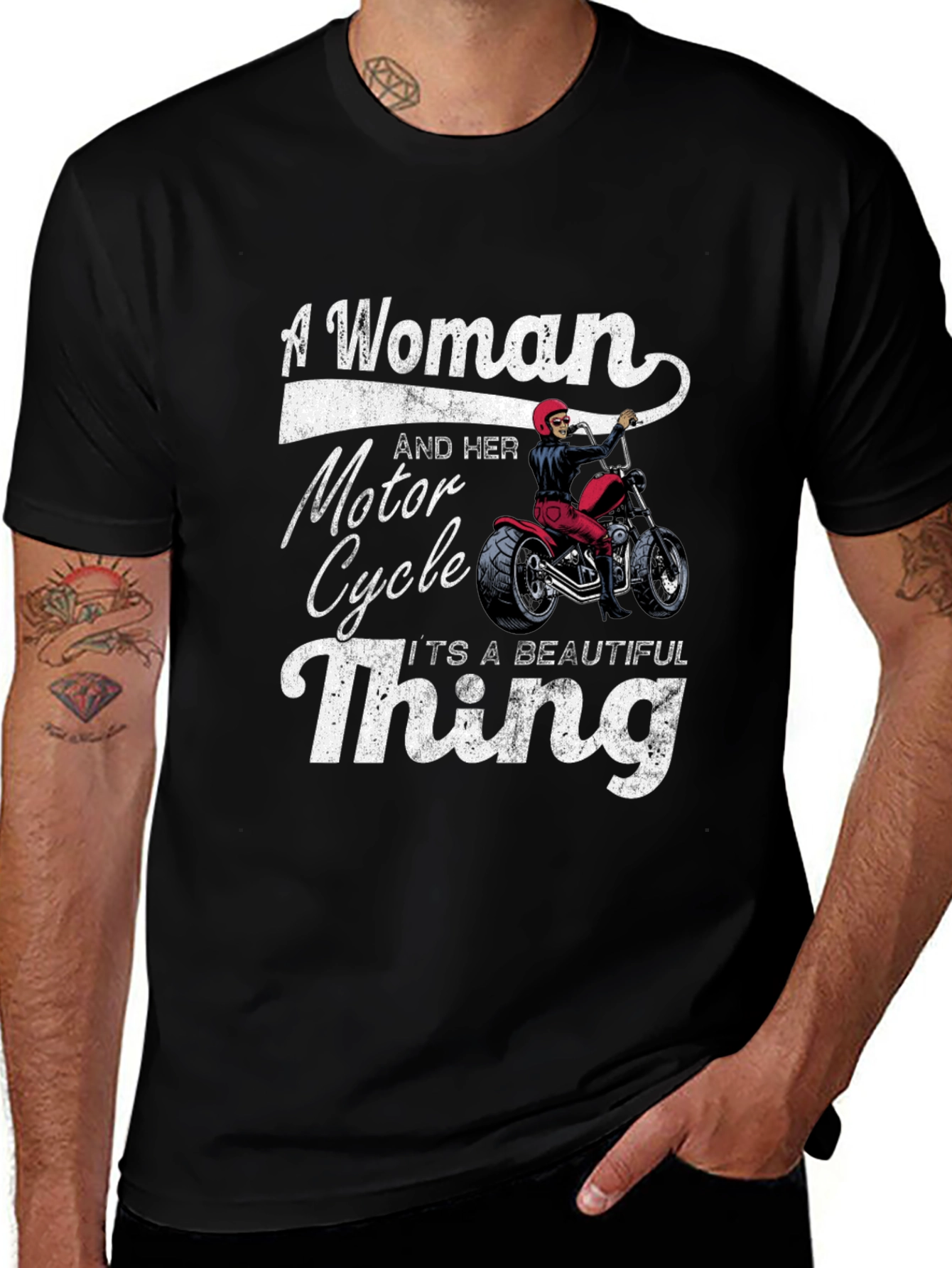 Woman & Motorcycle T-Shirt - Beautiful Thing!