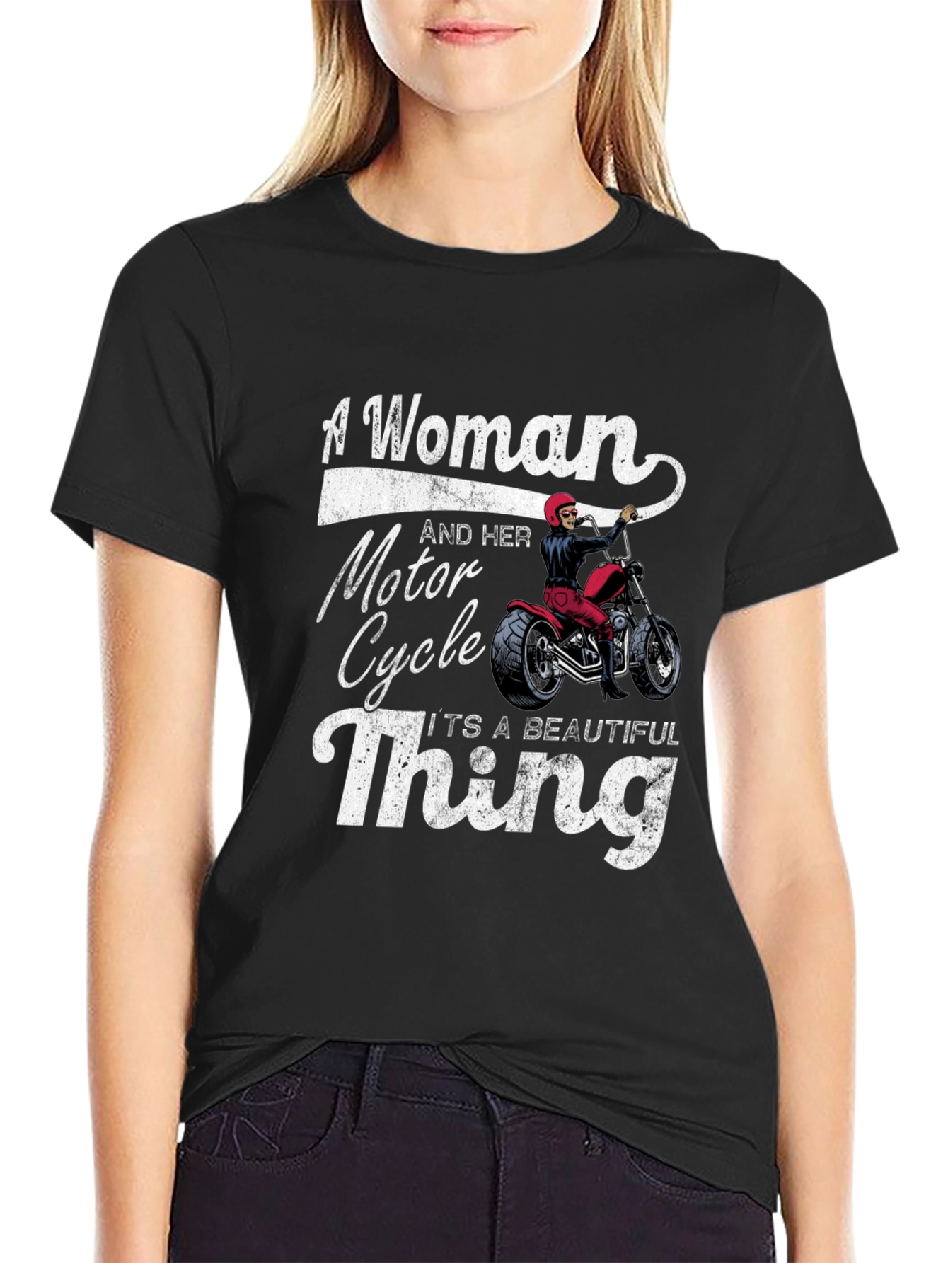 Woman & Motorcycle T-Shirt - Beautiful Thing!