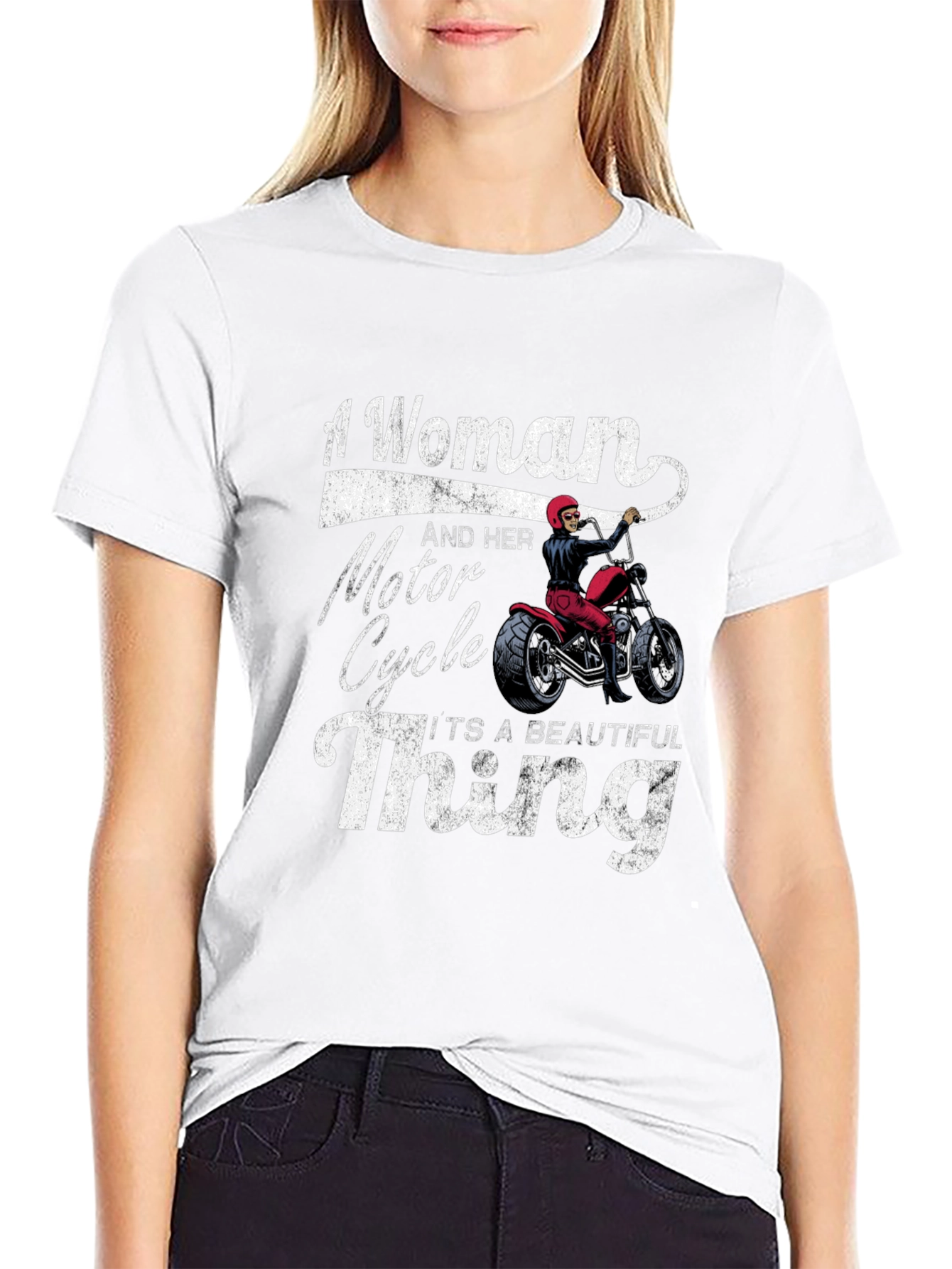 Woman & Motorcycle T-Shirt - Beautiful Thing!
