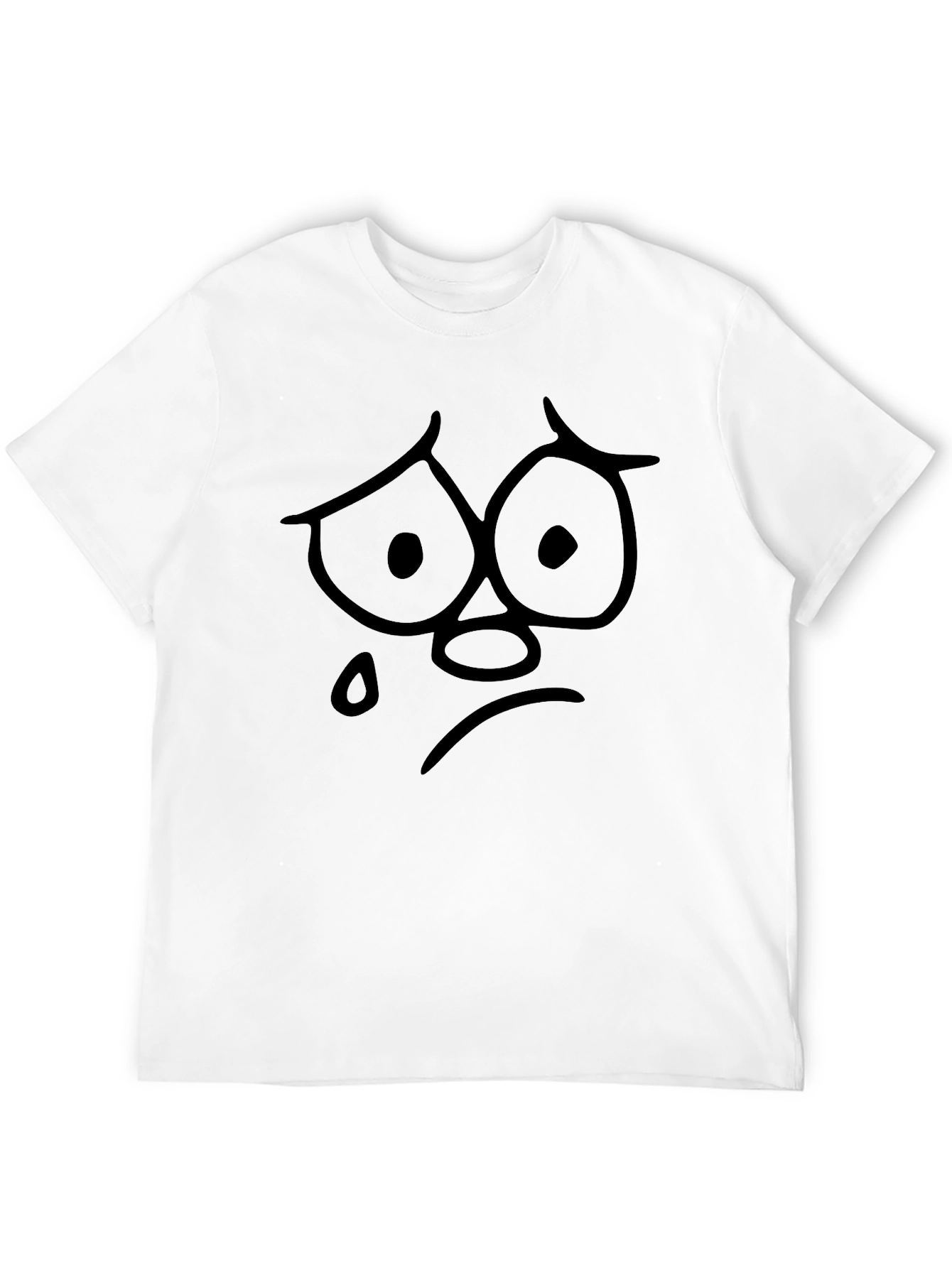 Sad Face Graphic Print Black T-Shirt