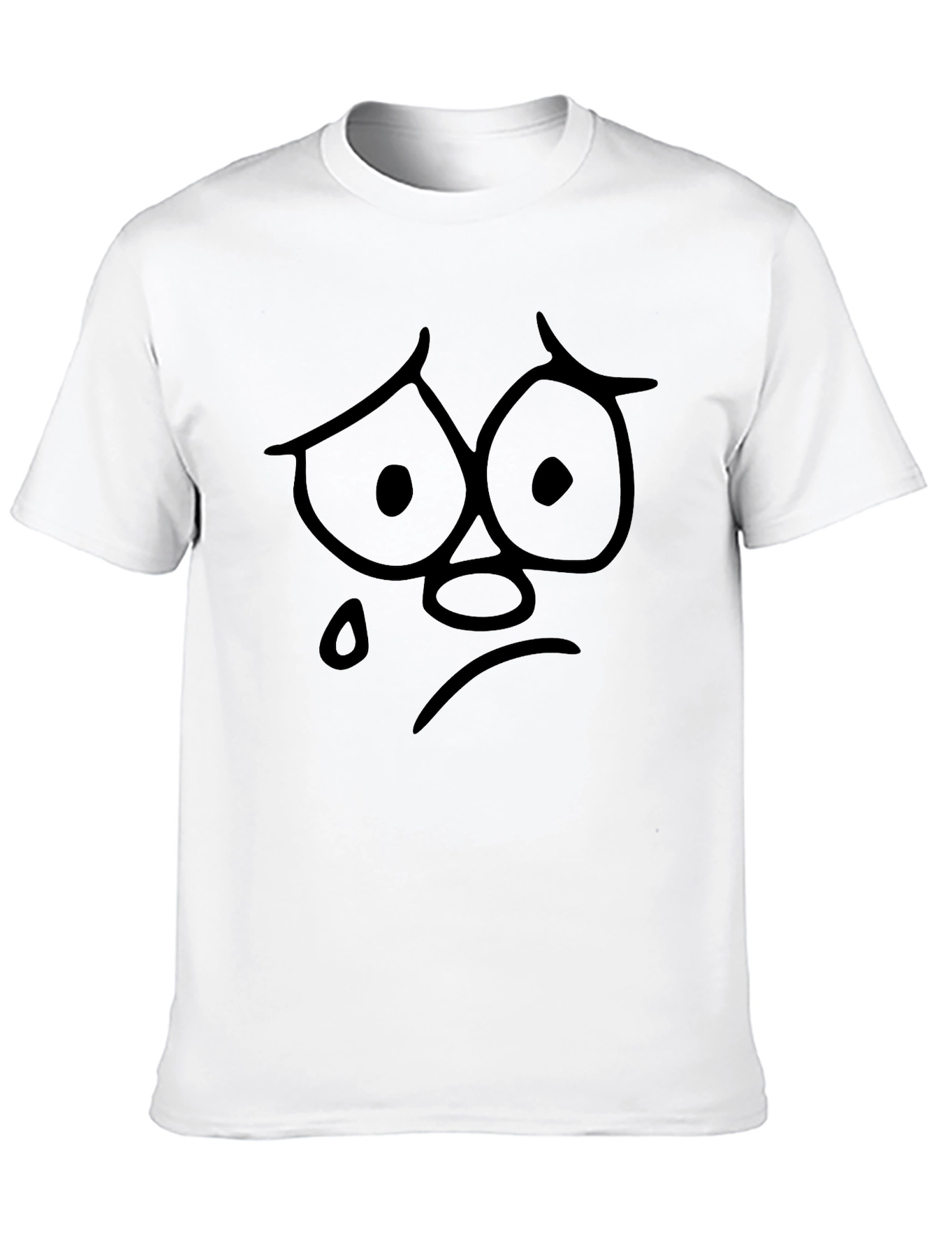 Sad Face Graphic Print Black T-Shirt