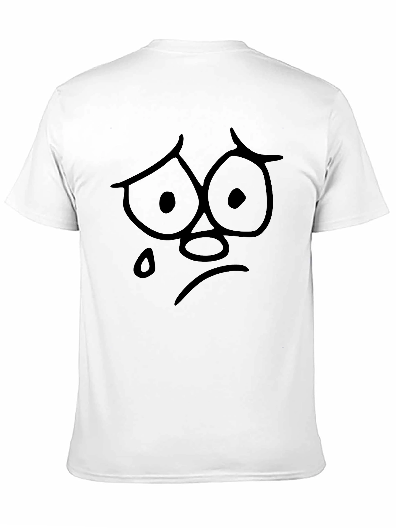 Sad Face Graphic Print Black T-Shirt