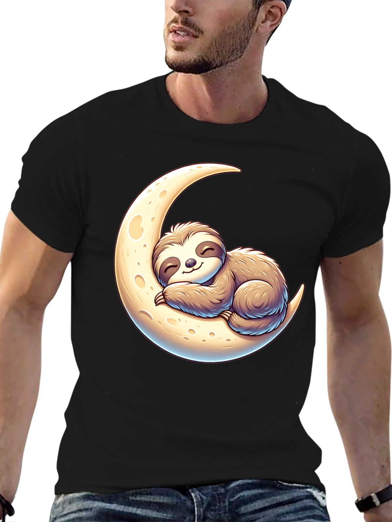 Sloth on Moon Graphic Tee - Relaxed Fit