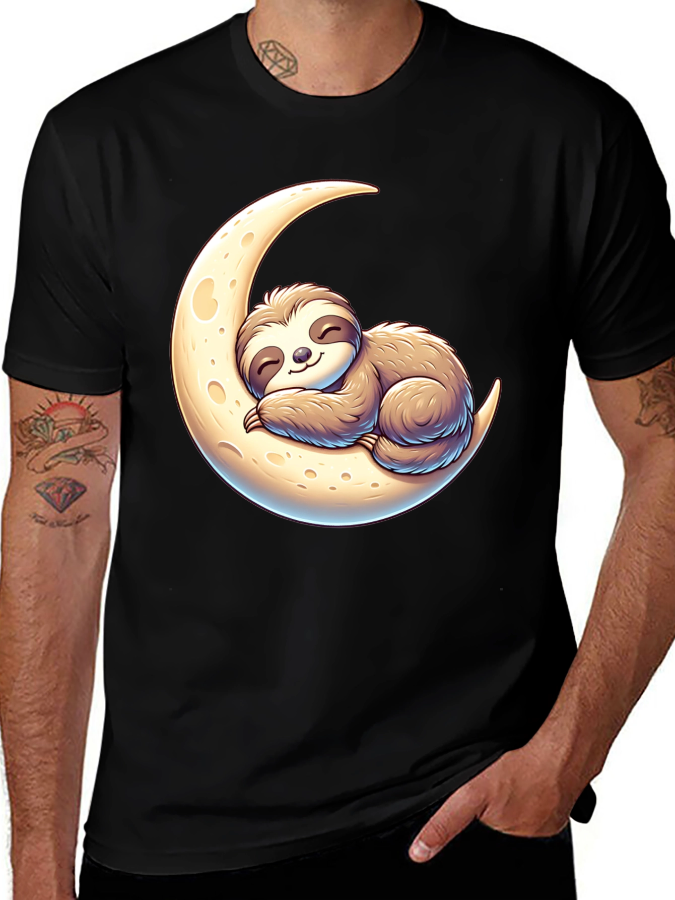 Sloth on Moon Graphic Tee - Relaxed Fit