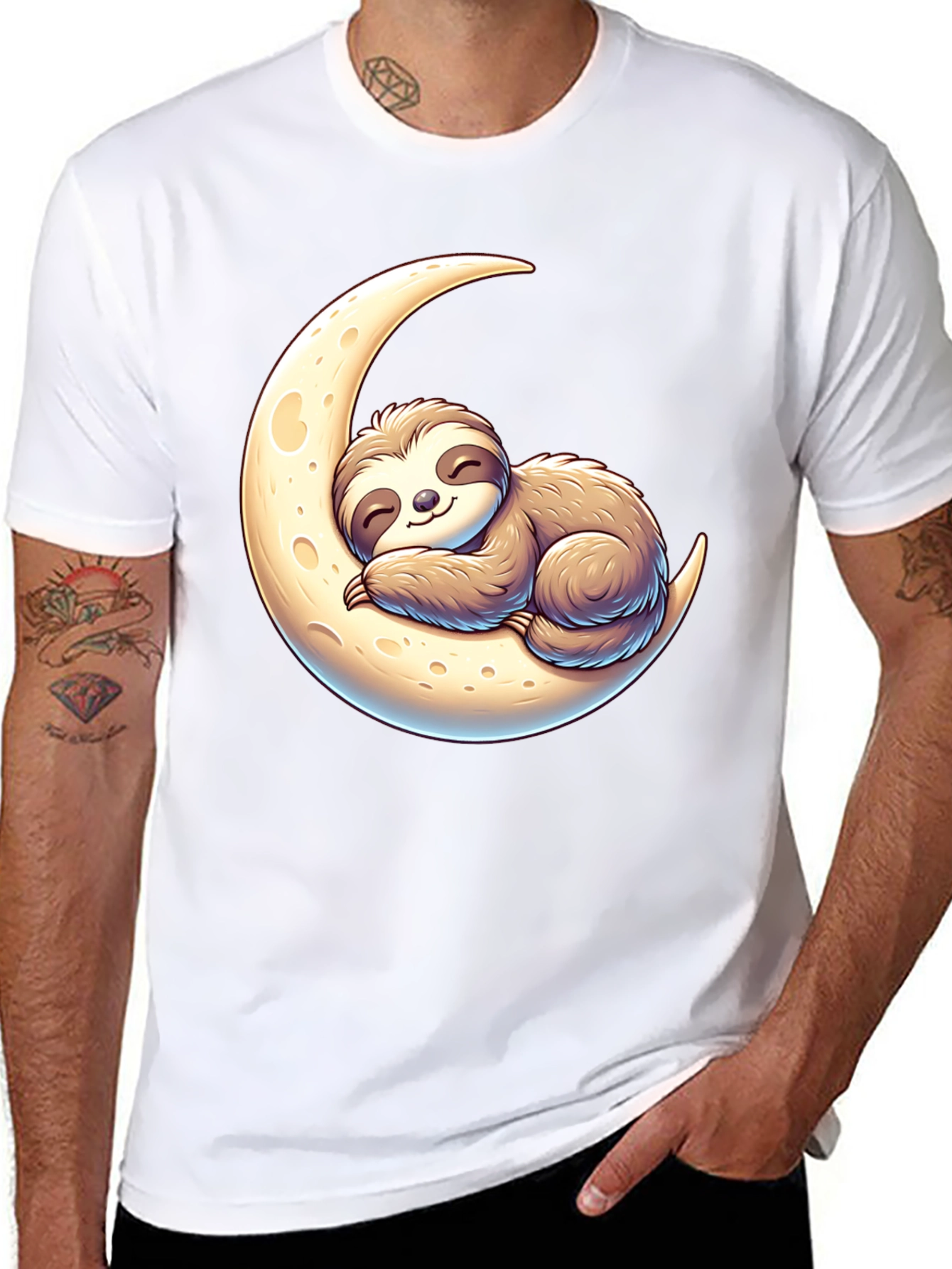 Sloth on Moon Graphic Tee - Relaxed Fit