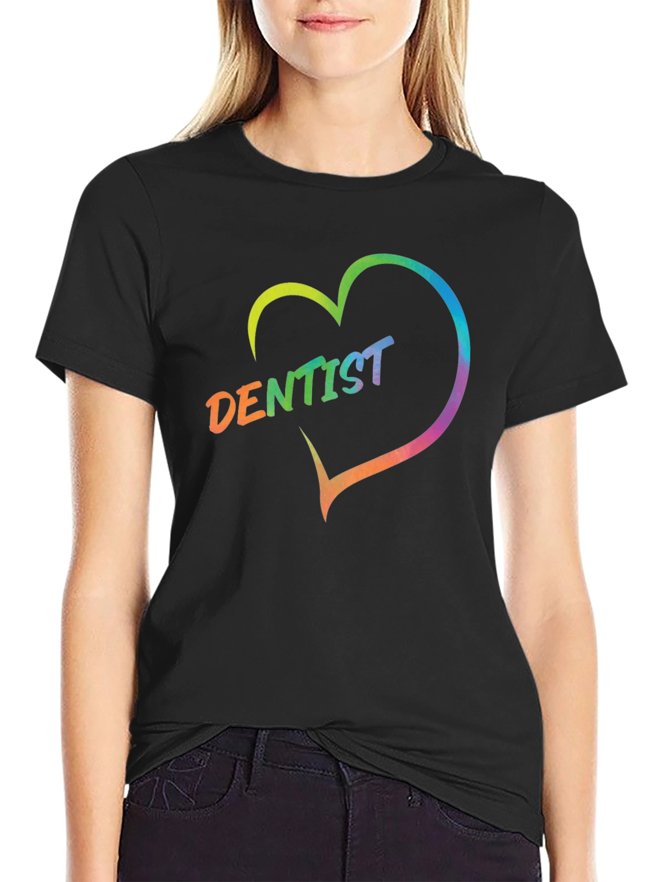 Dentist Rainbow Heart Graphic T-Shirt