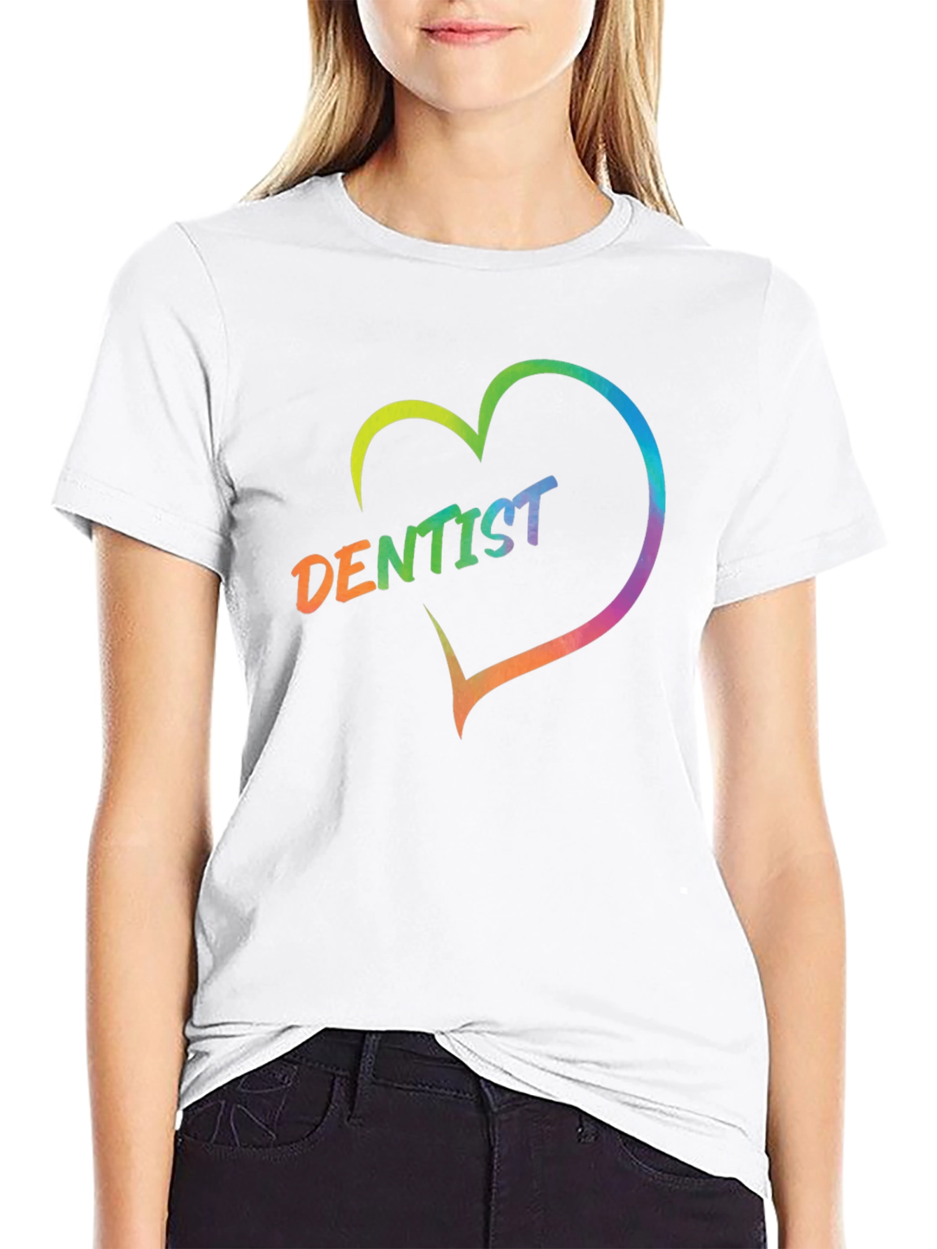 Dentist Rainbow Heart Graphic T-Shirt