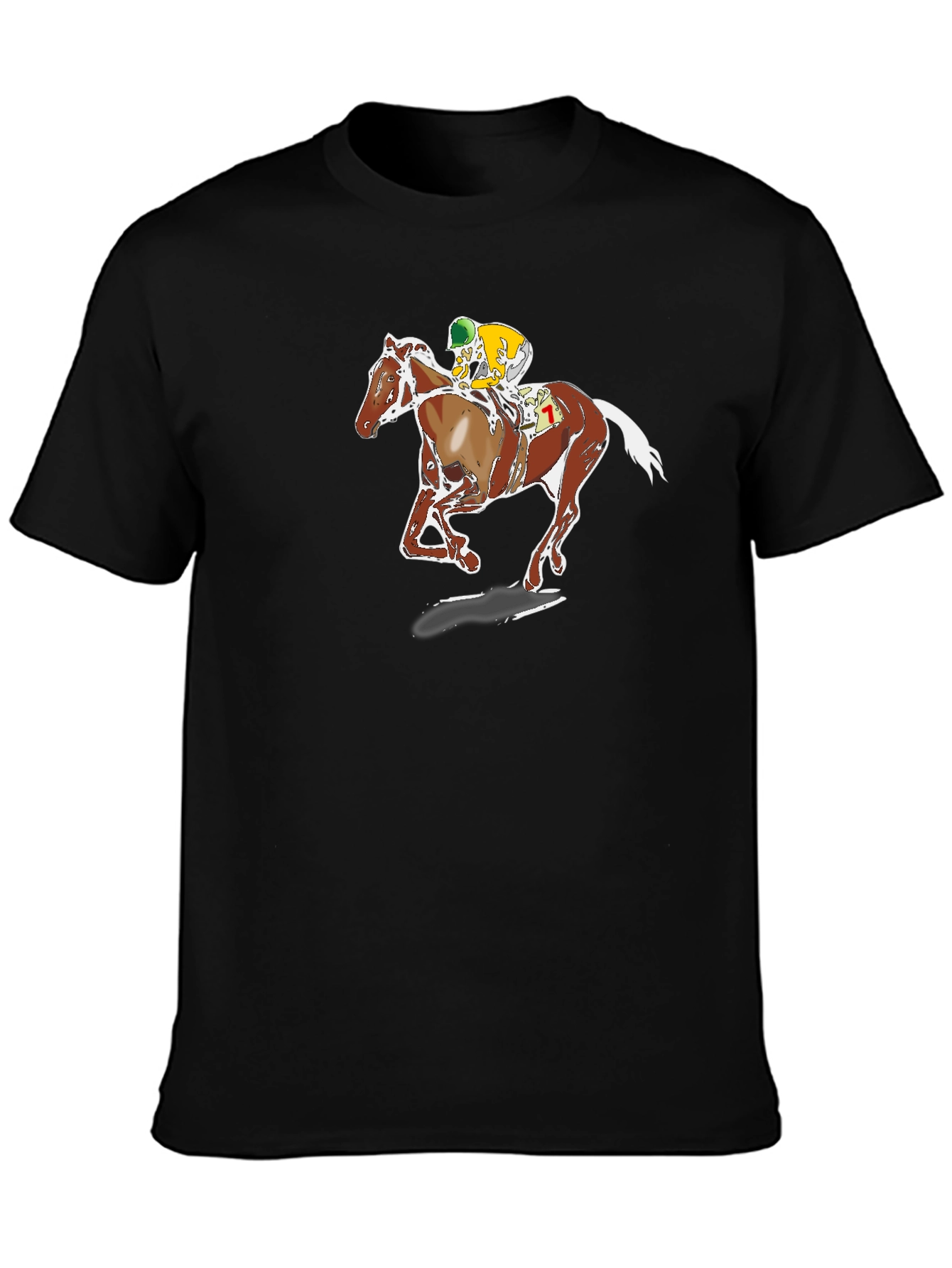 Horse Racing Graphic Tee - Black Cotton T-Shirt