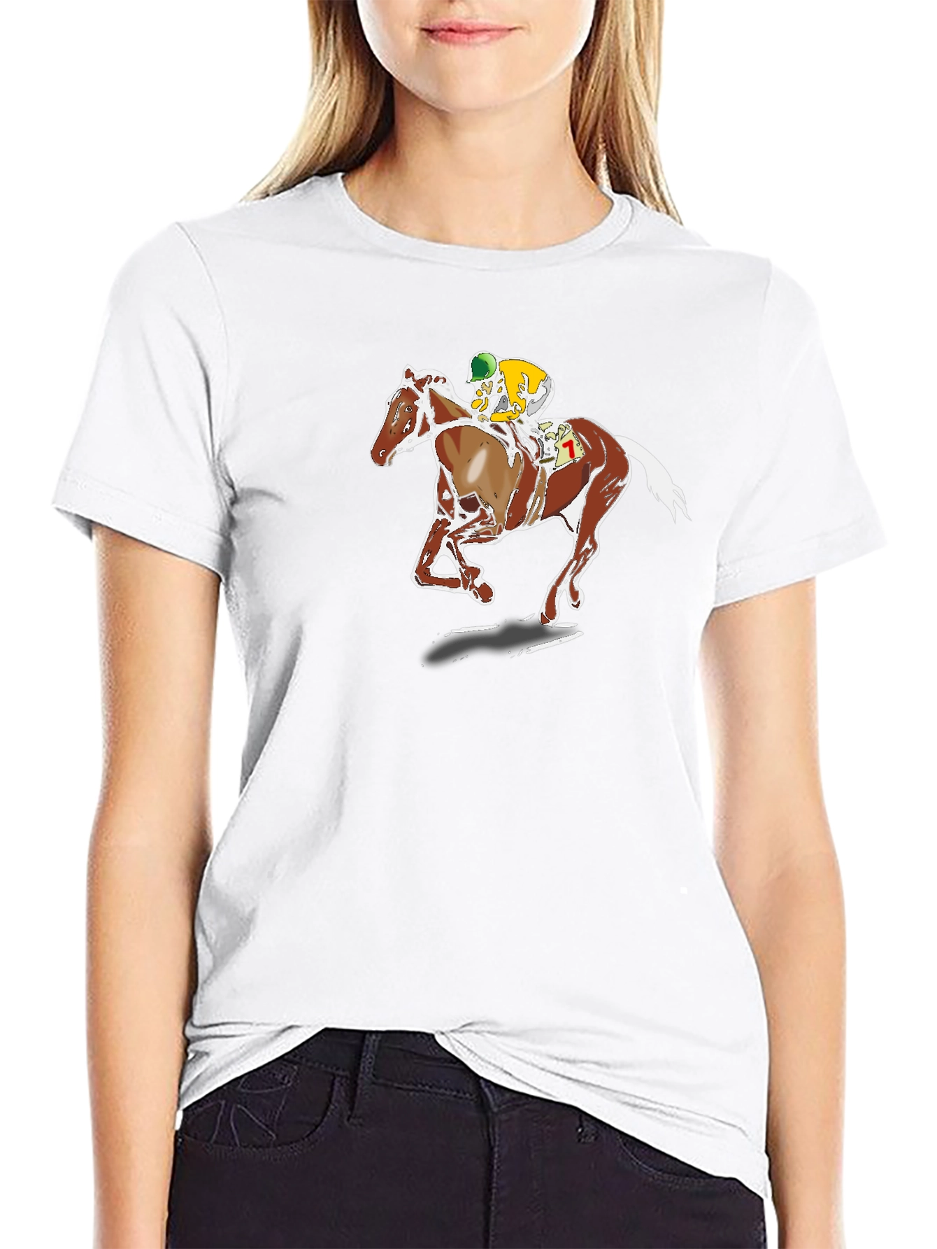 Horse Racing Graphic Tee - Black Cotton T-Shirt