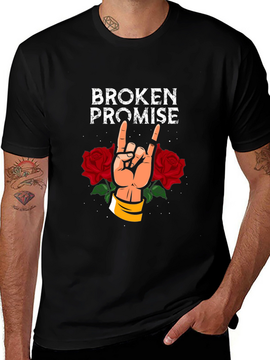 Broken Promise Graphic Tee - Rock & Roses Design