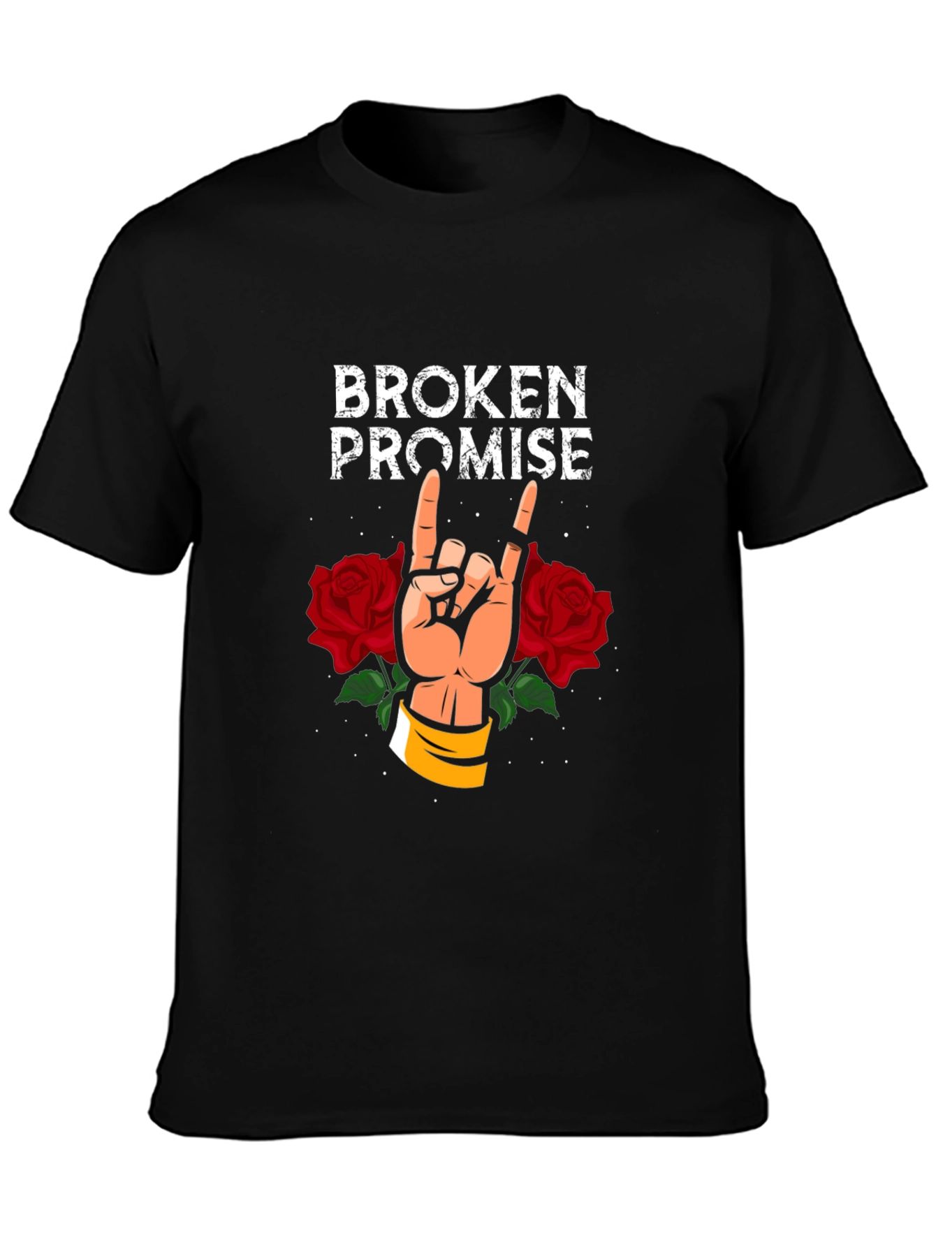 Broken Promise Graphic Tee - Rock & Roses Design