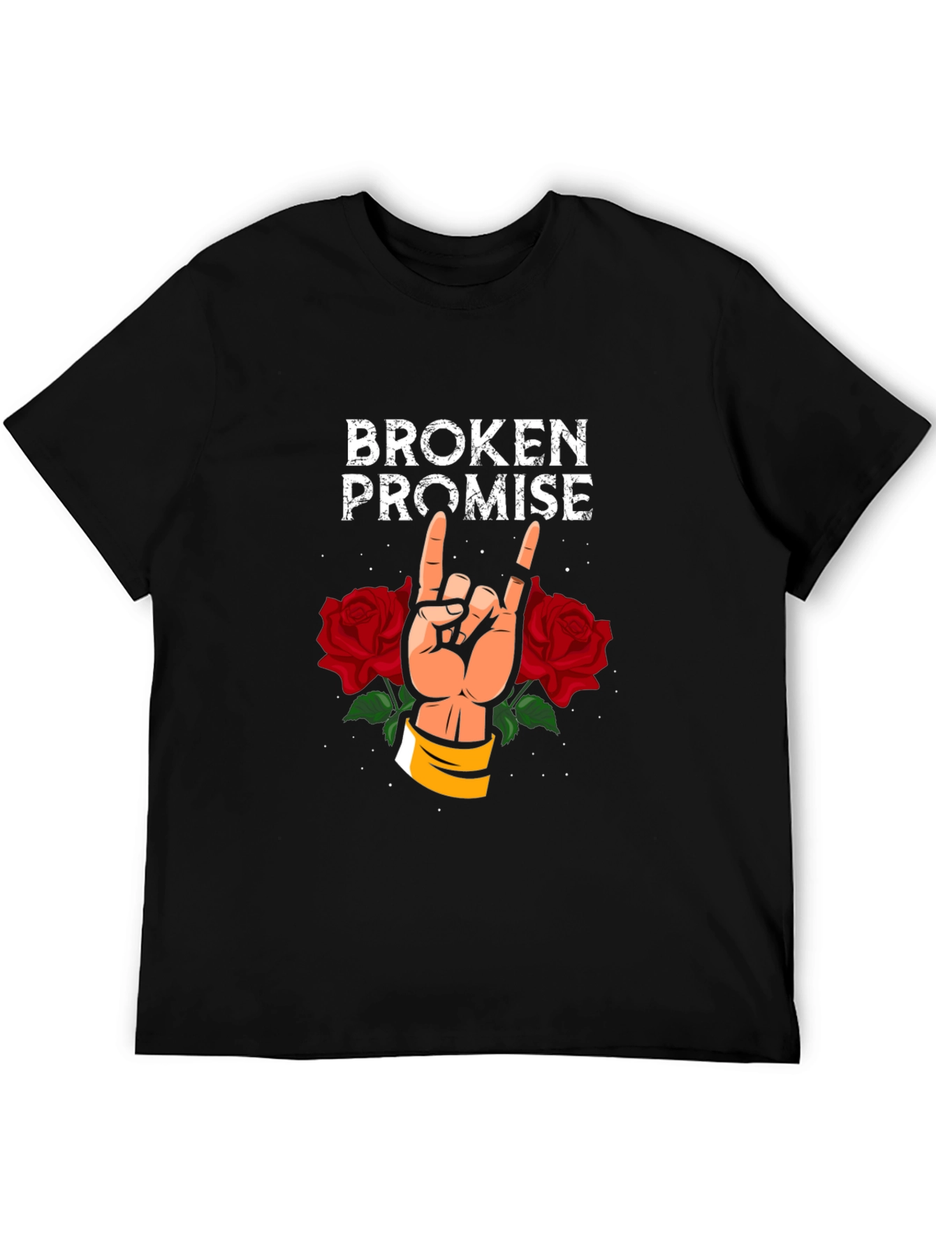Broken Promise Graphic Tee - Rock & Roses Design