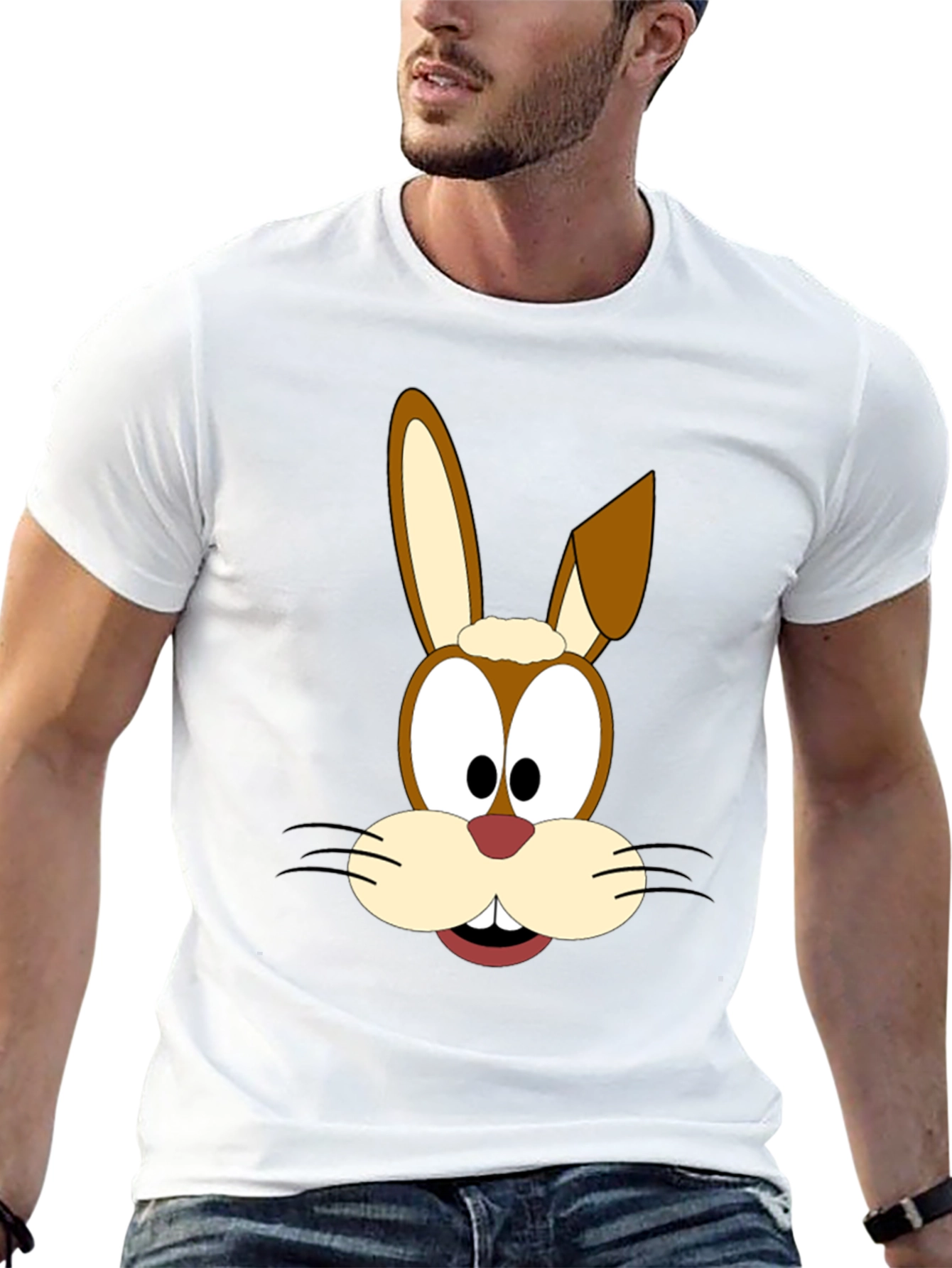 Cartoon Rabbit Graphic Tee - Black T-Shirt